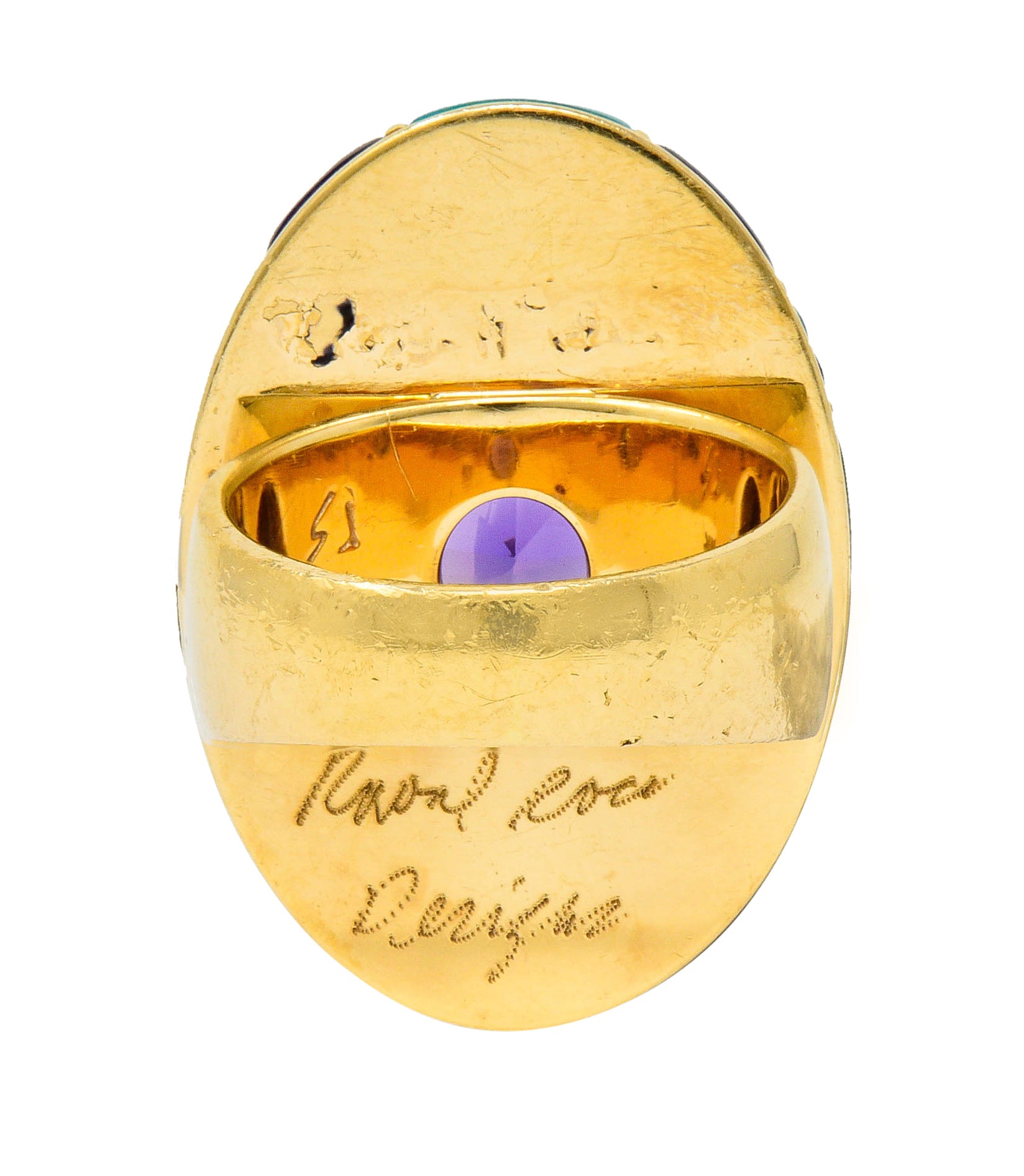 Vintage Amethyst Opal Diamond 14 Karat Gold Statement RingRing - Wilson's Estate Jewelry