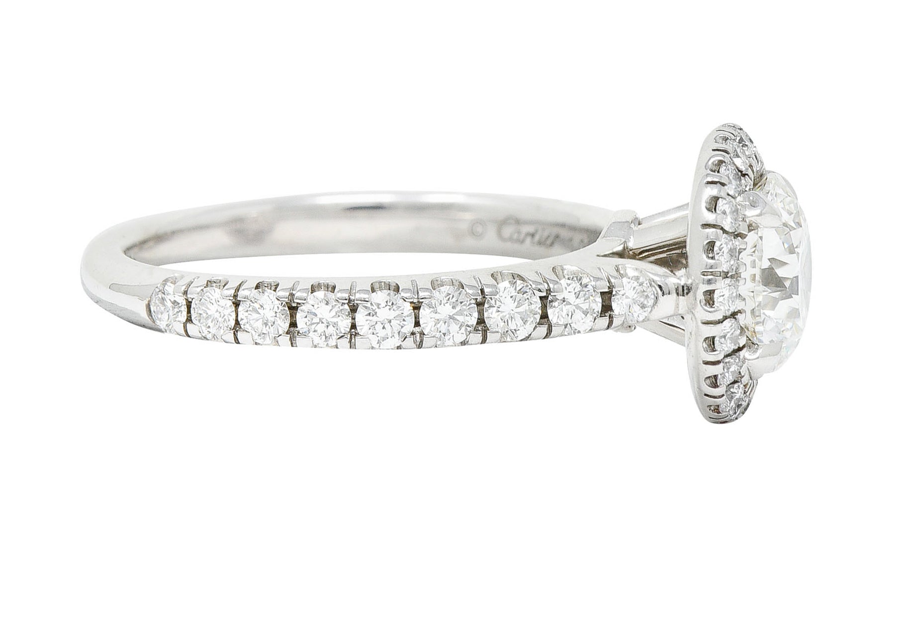 Cartier Destinee 1.55 CTW Diamond Platinum Halo Engagement Ring GIARing - Wilson's Estate Jewelry