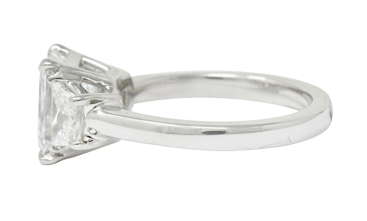 2.81 CTW Emerald Cut Diamond Platinum Engagement Ring GIARing - Wilson's Estate Jewelry