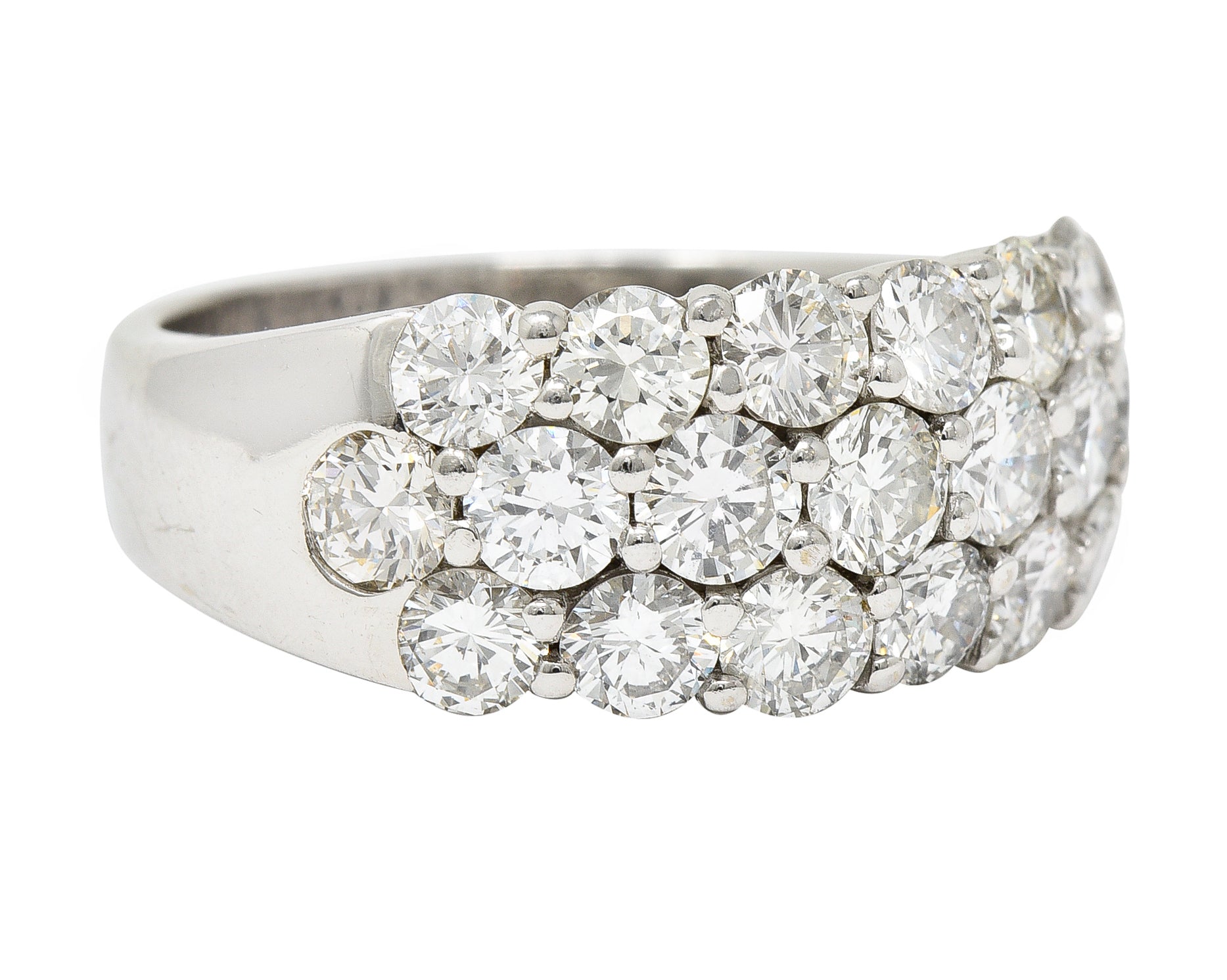 Contemporary 3.50 CTW Pave Diamond 18 Karat White Gold Band Ring Wilson's Estate Jewelry