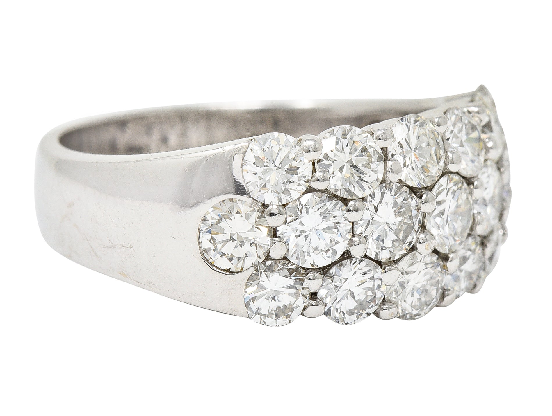 Contemporary 3.50 CTW Pave Diamond 18 Karat White Gold Band Ring Wilson's Estate Jewelry