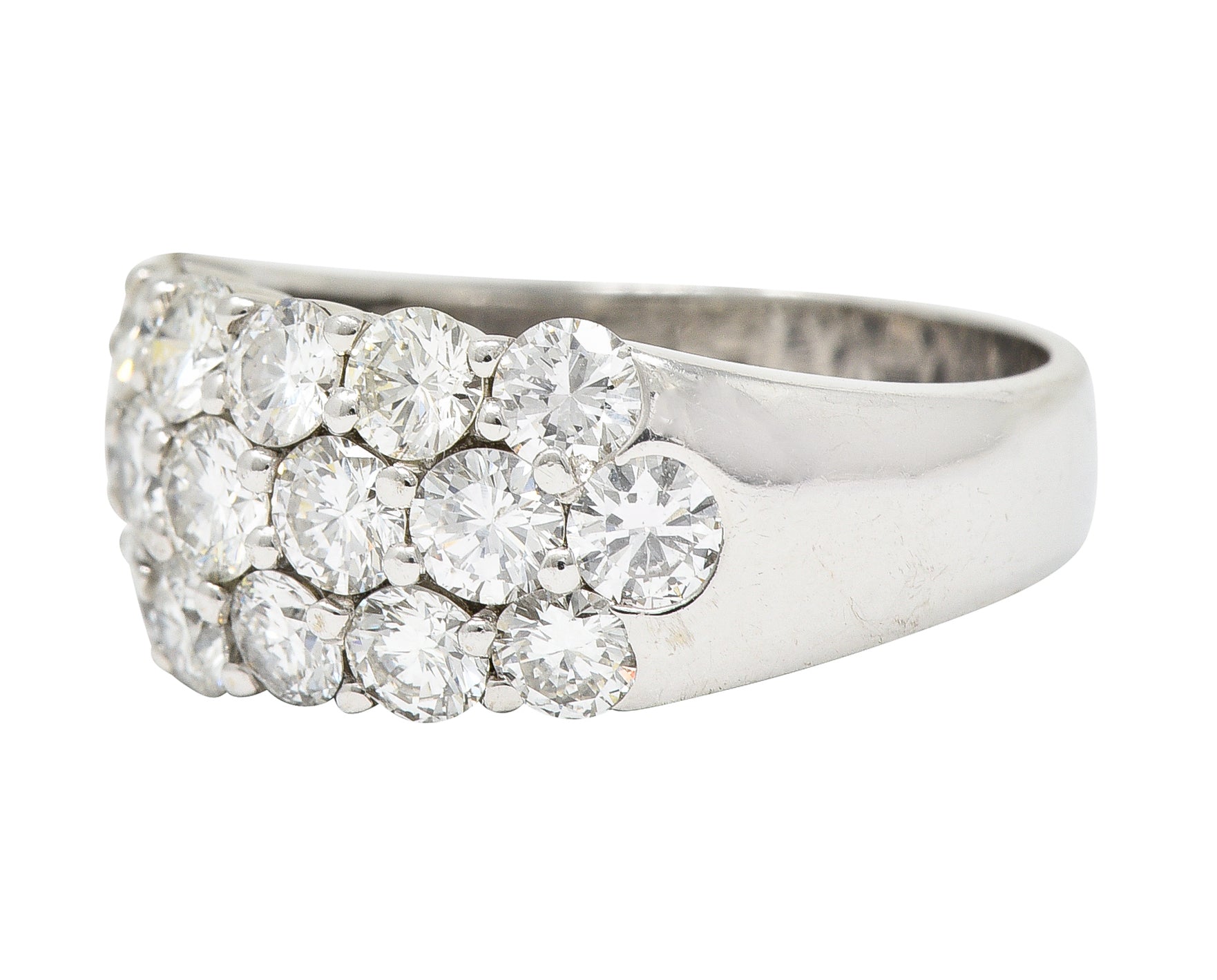 Contemporary 3.50 CTW Pave Diamond 18 Karat White Gold Band Ring Wilson's Estate Jewelry