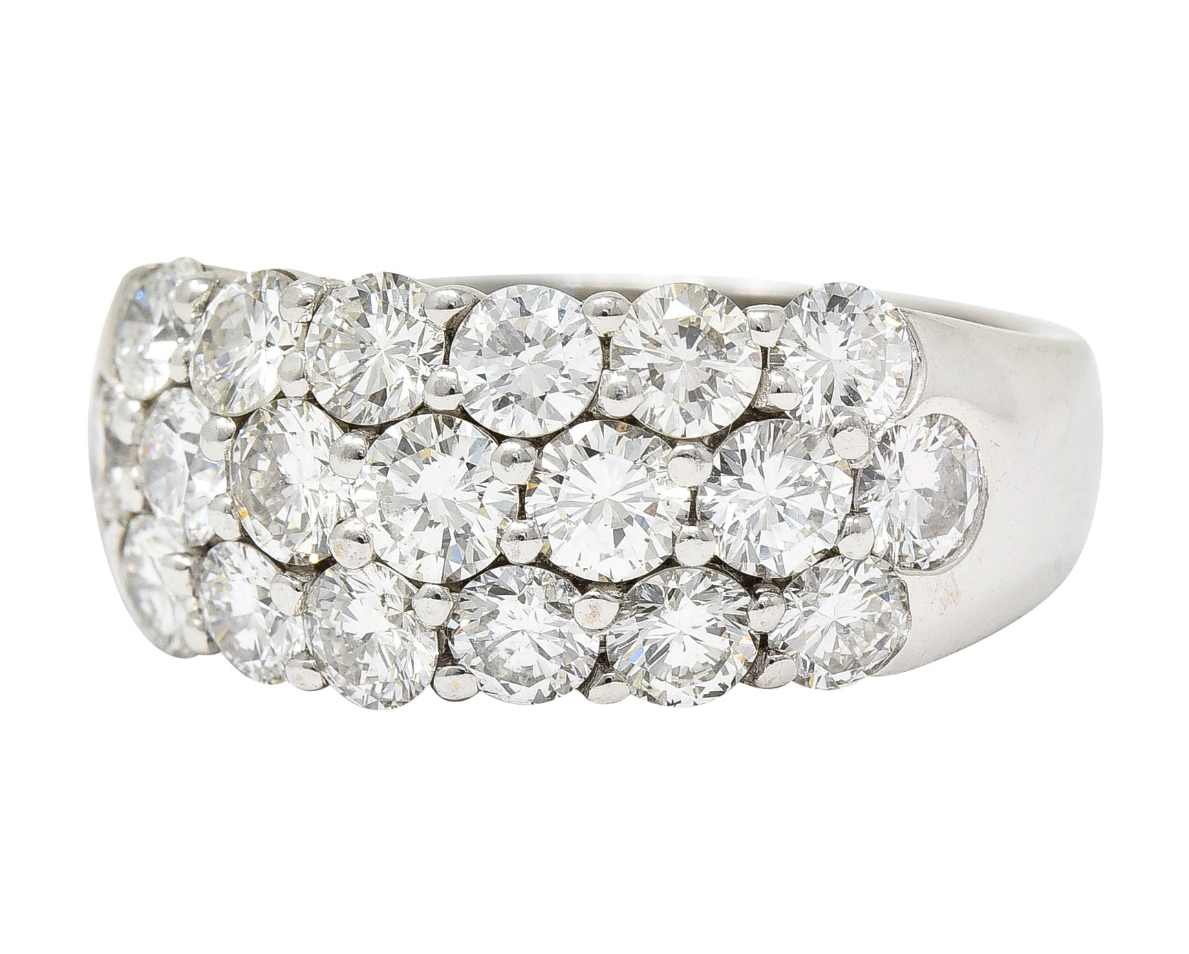 Contemporary 3.50 CTW Pave Diamond 18 Karat White Gold Band Ring Wilson's Estate Jewelry