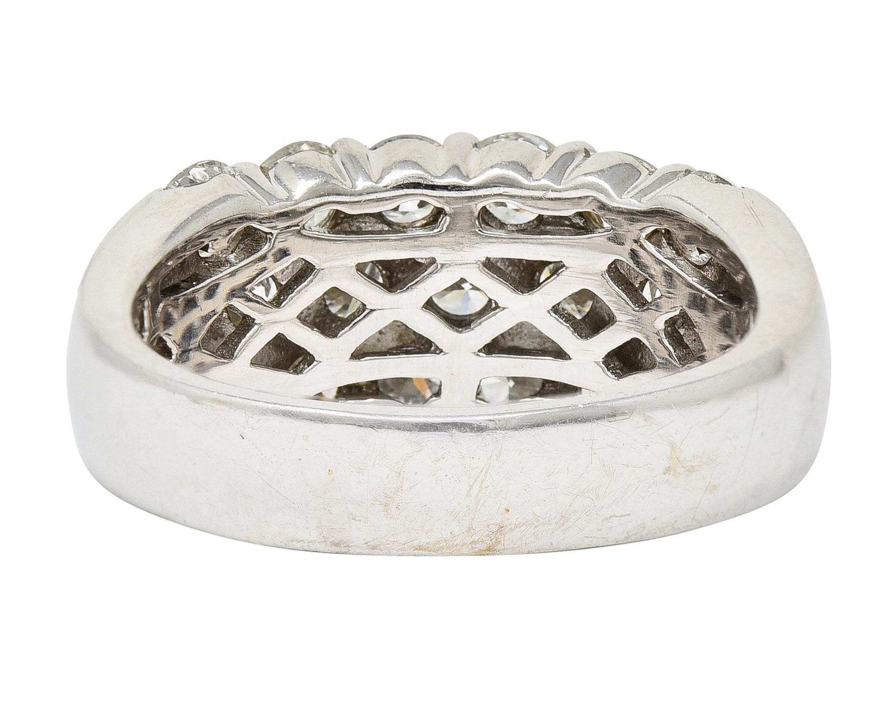 Contemporary 3.50 CTW Pave Diamond 18 Karat White Gold Band Ring Wilson's Estate Jewelry
