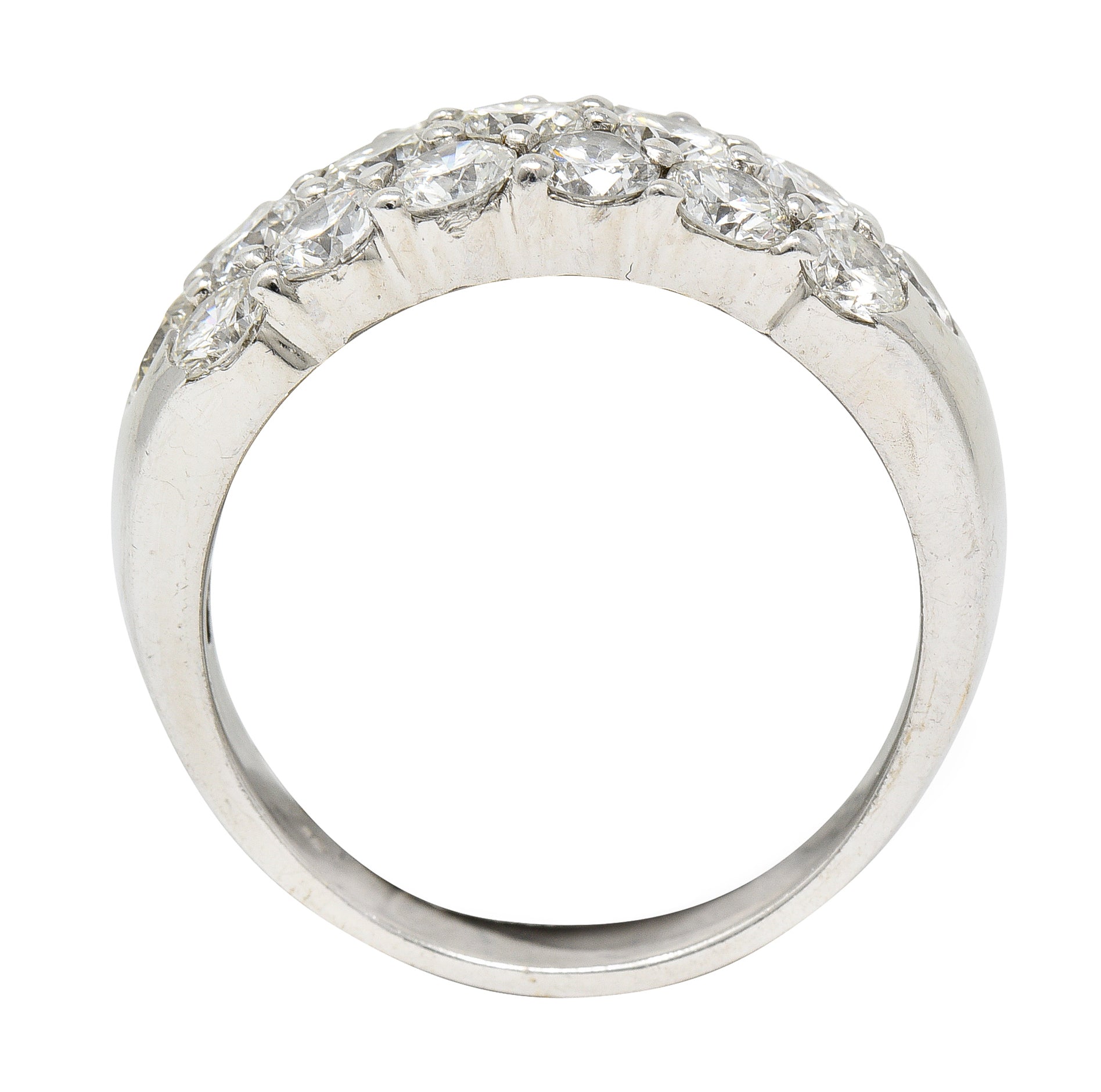 Contemporary 3.50 CTW Pave Diamond 18 Karat White Gold Band Ring Wilson's Estate Jewelry