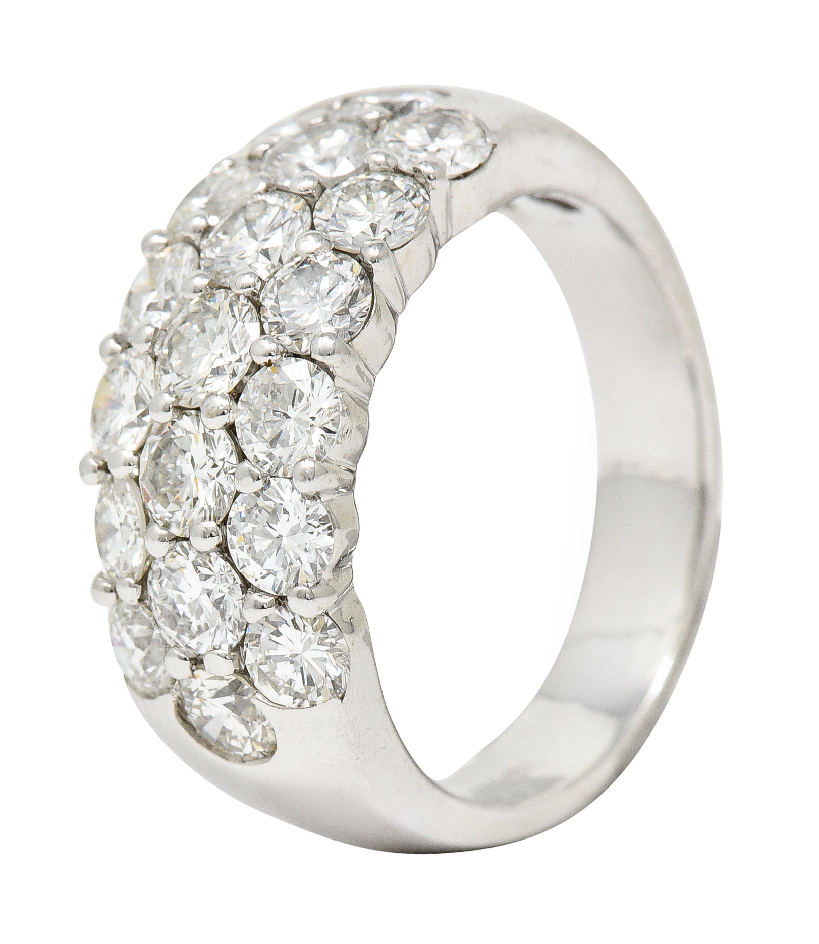 Contemporary 3.50 CTW Pave Diamond 18 Karat White Gold Band Ring Wilson's Estate Jewelry