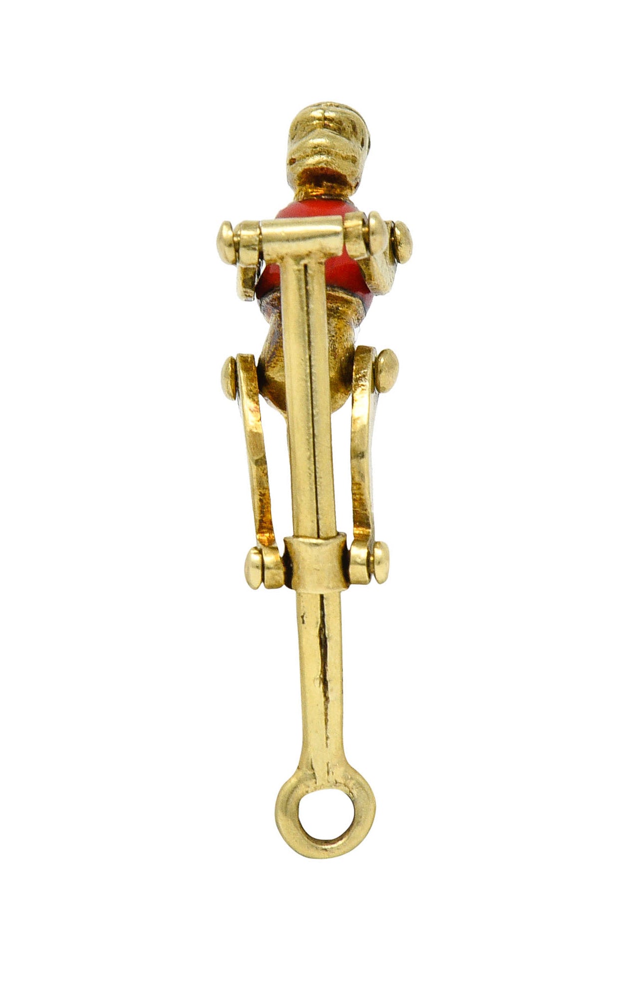 1940's Retro Enamel 14 Karat Gold Articulated Circus Monkey Charmcharm - Wilson's Estate Jewelry