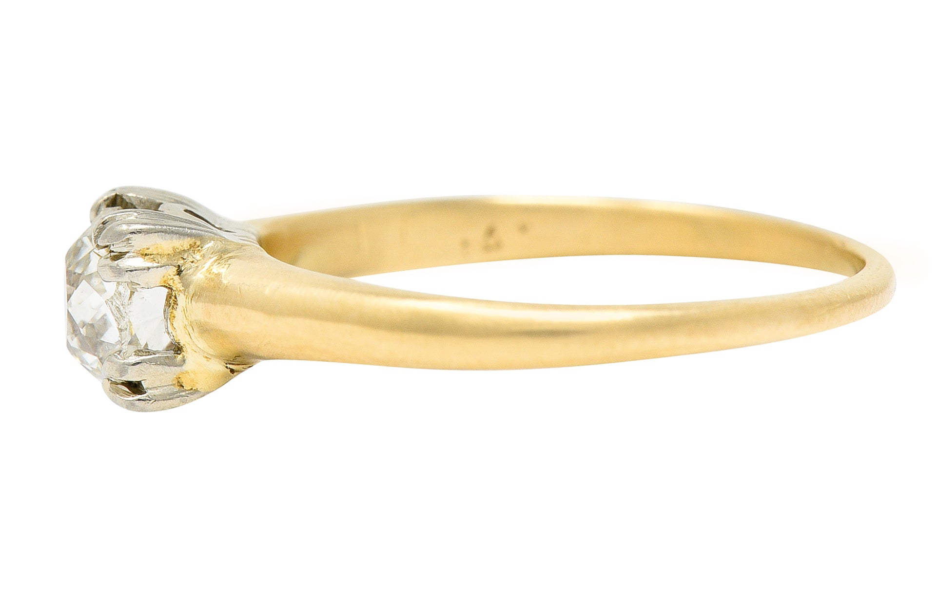 Retro 0.50 CTW Old Mine Diamond 14 Karat Two-Tone Gold Vintage Solitaire Engagement Ring Wilson's Estate Jewelry