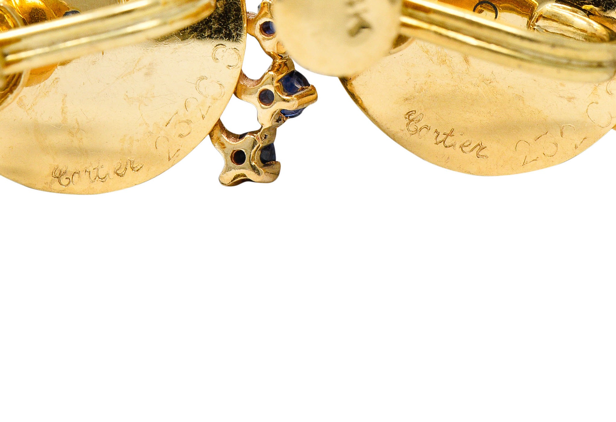 Cartier Retro Sapphire Diamond 14 Karat Gold Screwback EarringsEarrings - Wilson's Estate Jewelry