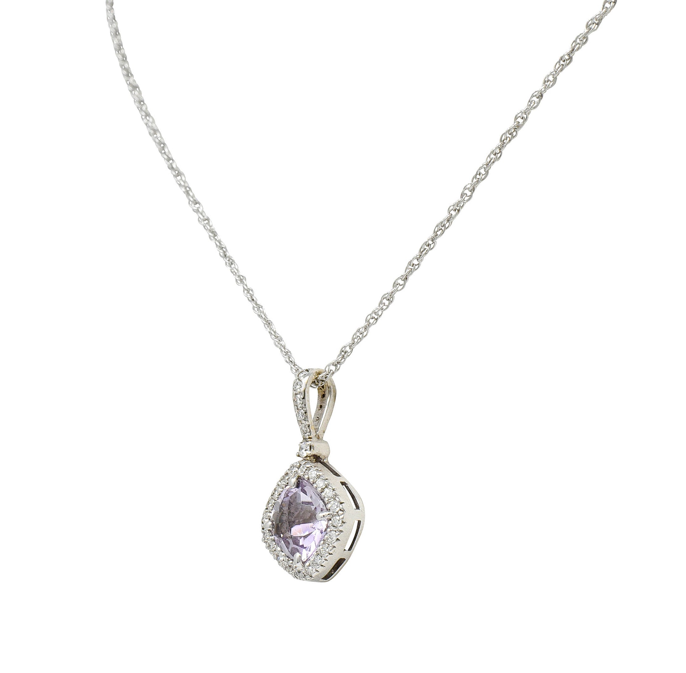 Checkerboard Cut Amethyst Diamond 18 Karat Gold Pendant NecklaceNecklace - Wilson's Estate Jewelry