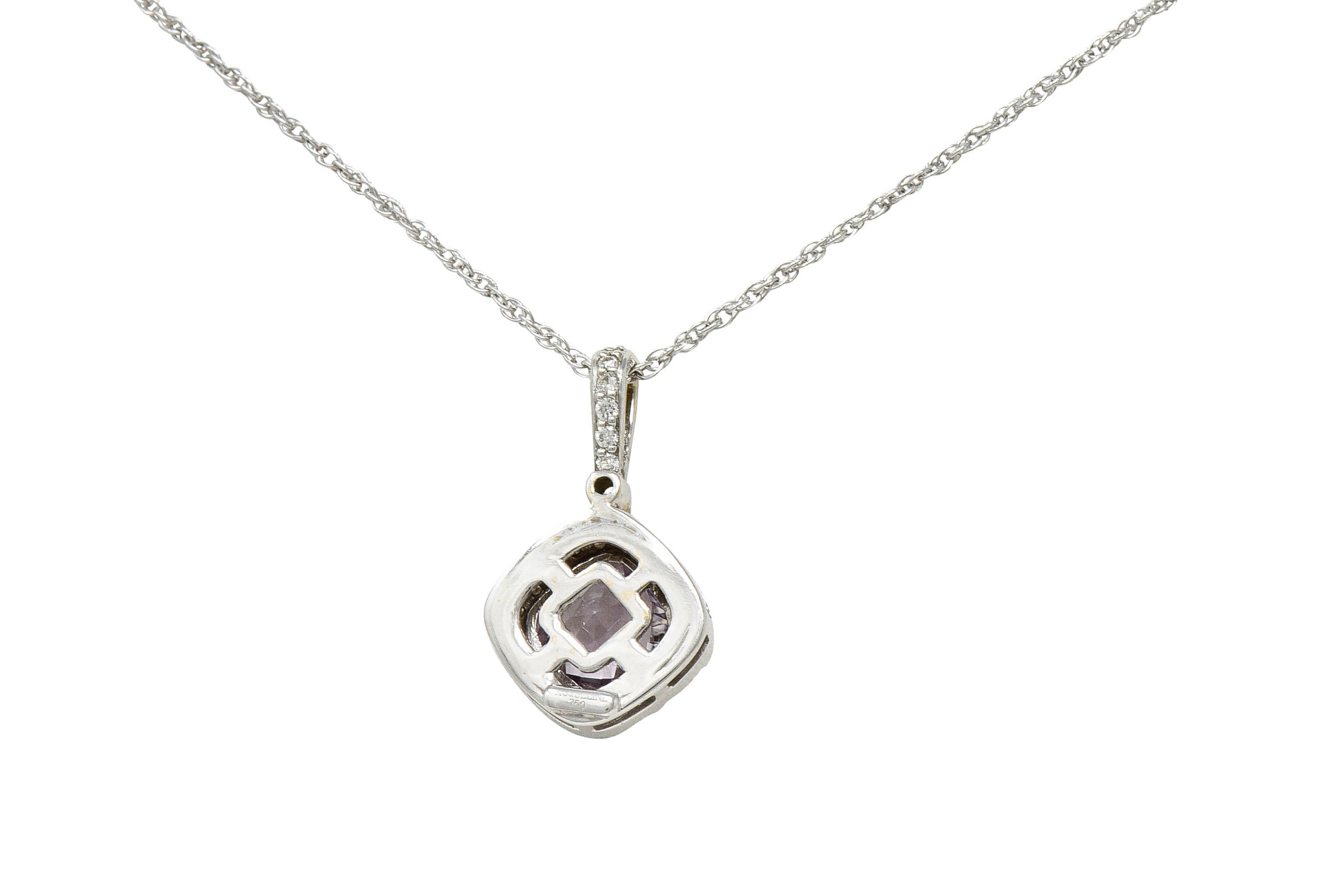 Checkerboard Cut Amethyst Diamond 18 Karat Gold Pendant NecklaceNecklace - Wilson's Estate Jewelry