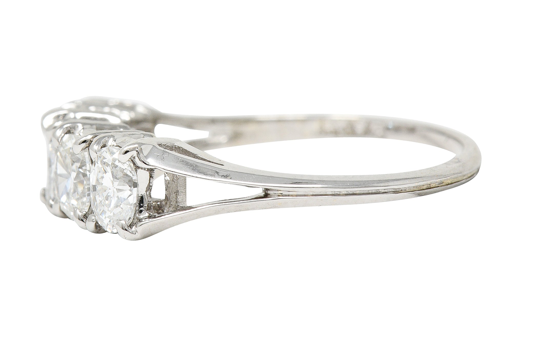 Vintage 1.50 CTW Oval Diamond 14 Karat White Gold Band Ring Wilson's Estate Jewelry