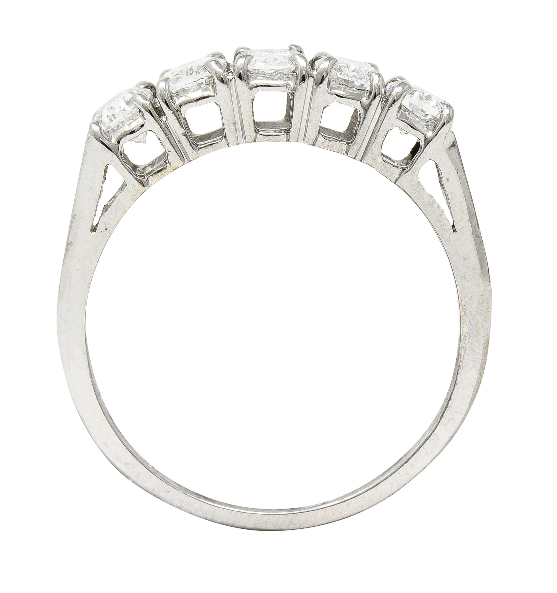 Vintage 1.50 CTW Oval Diamond 14 Karat White Gold Band Ring Wilson's Estate Jewelry