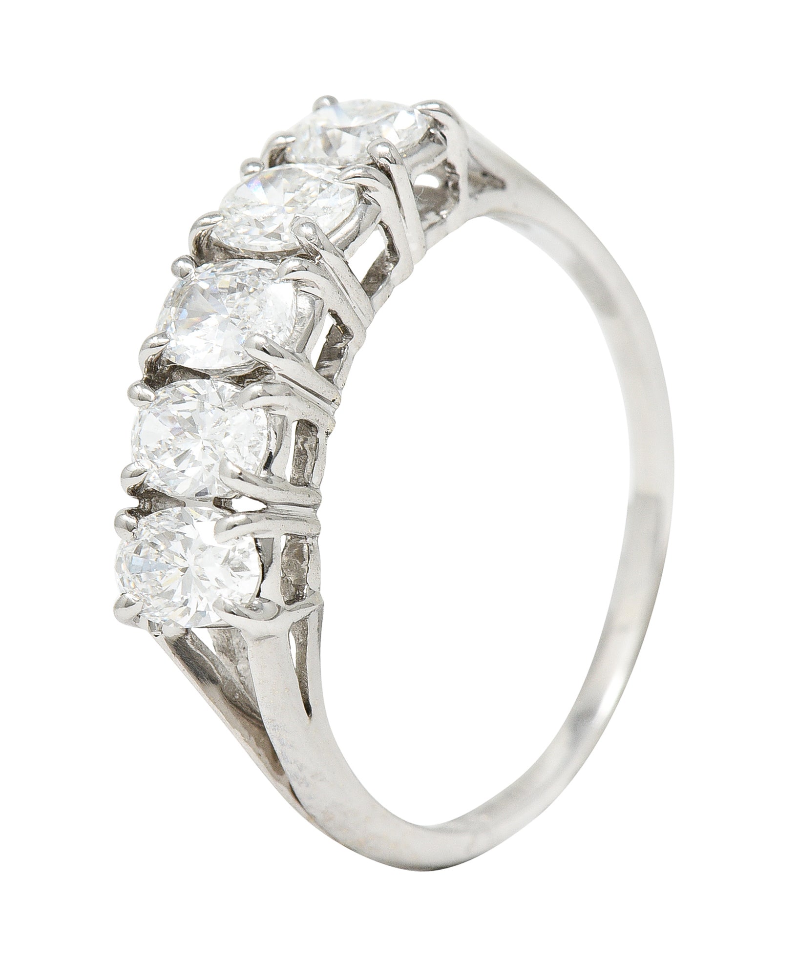 Vintage 1.50 CTW Oval Diamond 14 Karat White Gold Band Ring Wilson's Estate Jewelry