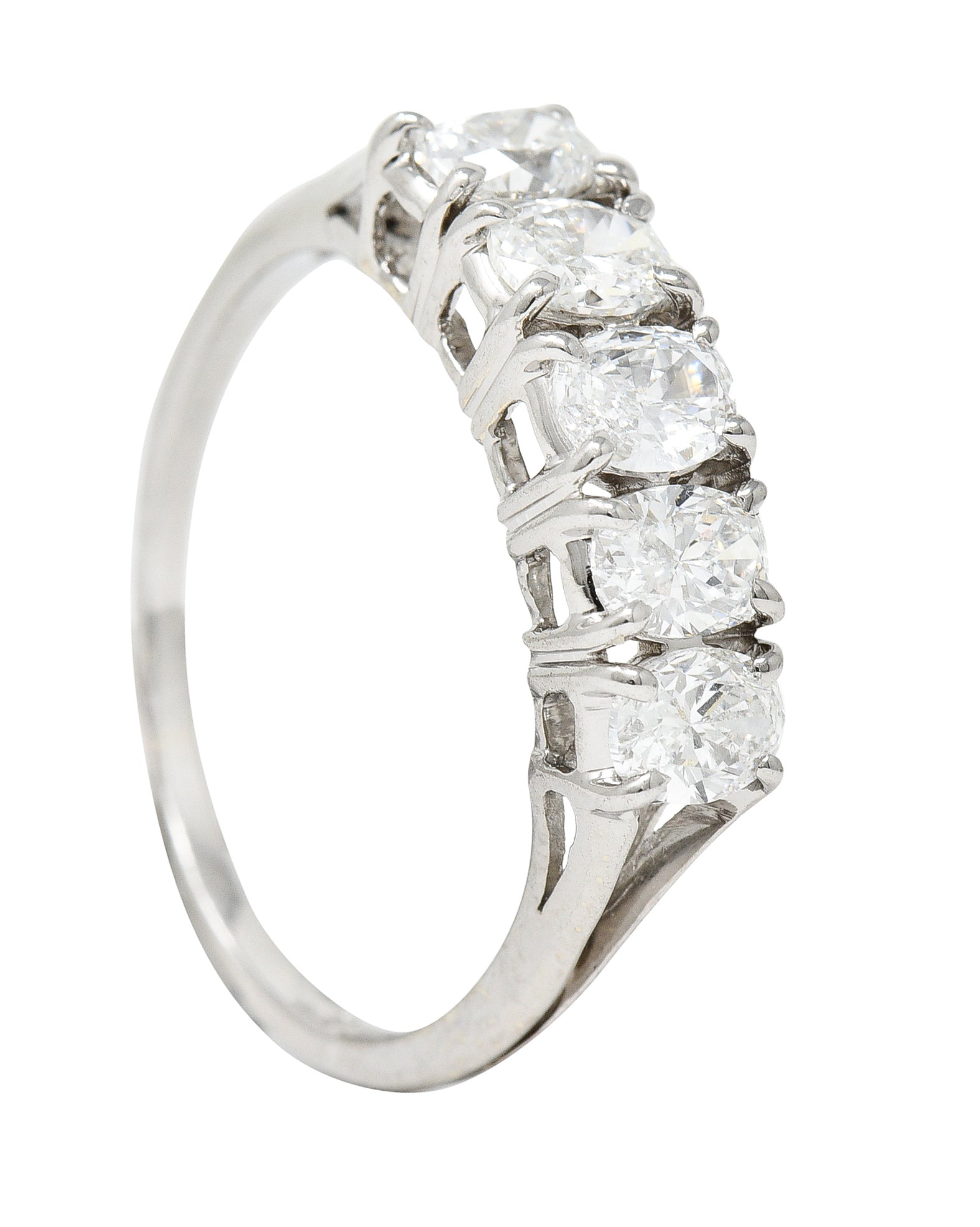 Vintage 1.50 CTW Oval Diamond 14 Karat White Gold Band Ring Wilson's Estate Jewelry
