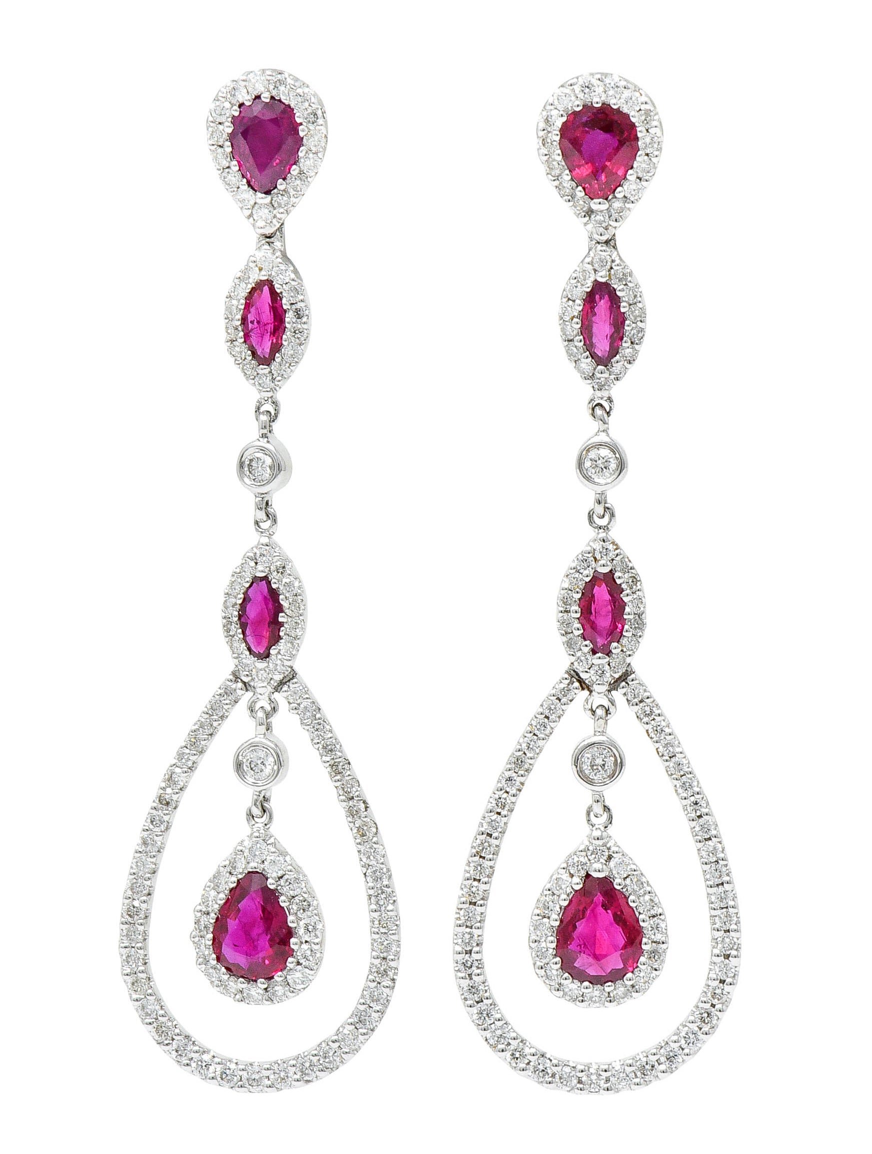 Gregg Ruth 2.85 CTW Ruby Diamond 18 Karat White Gold Drop EarringsEarrings - Wilson's Estate Jewelry