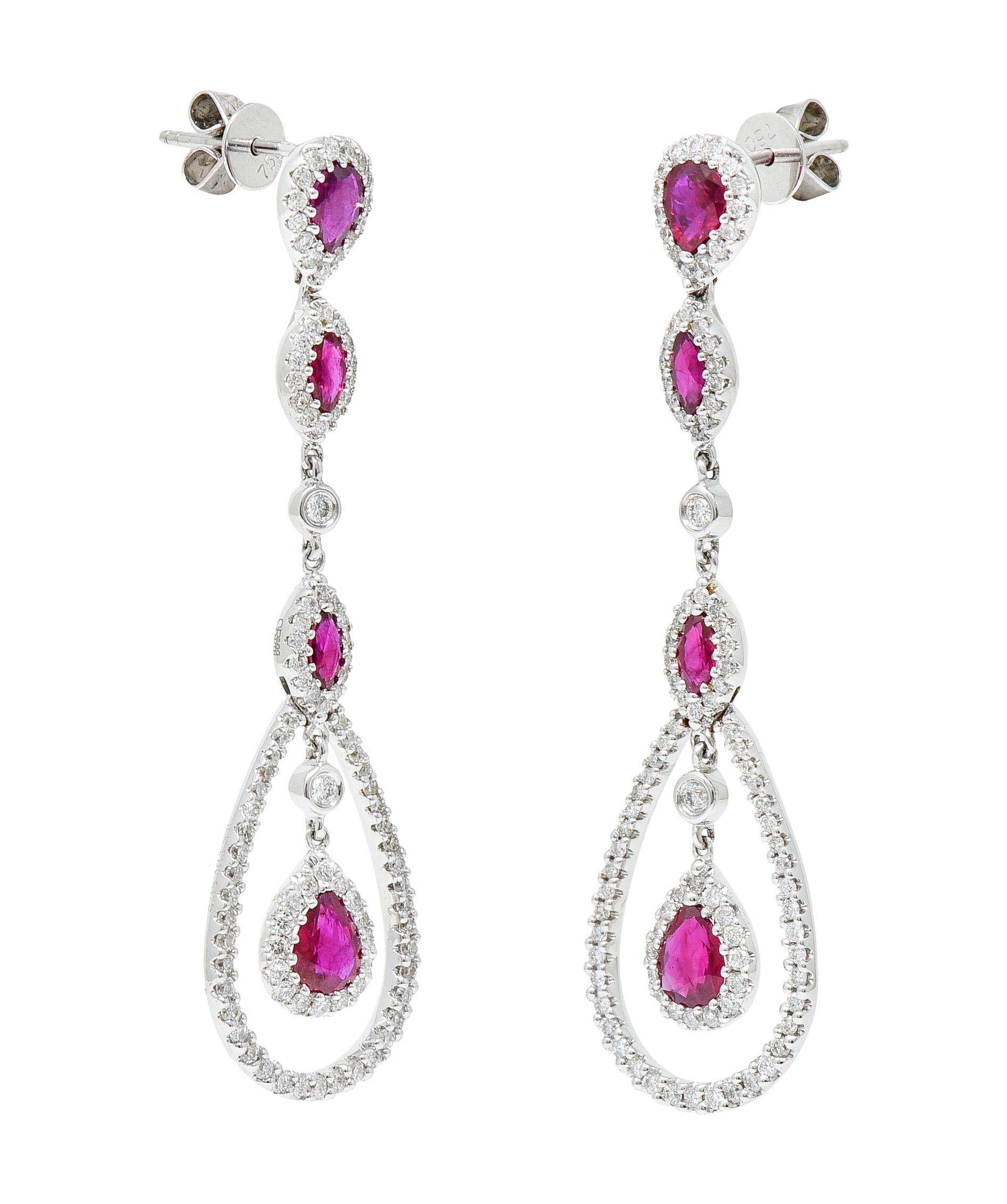 Gregg Ruth 2.85 CTW Ruby Diamond 18 Karat White Gold Drop EarringsEarrings - Wilson's Estate Jewelry
