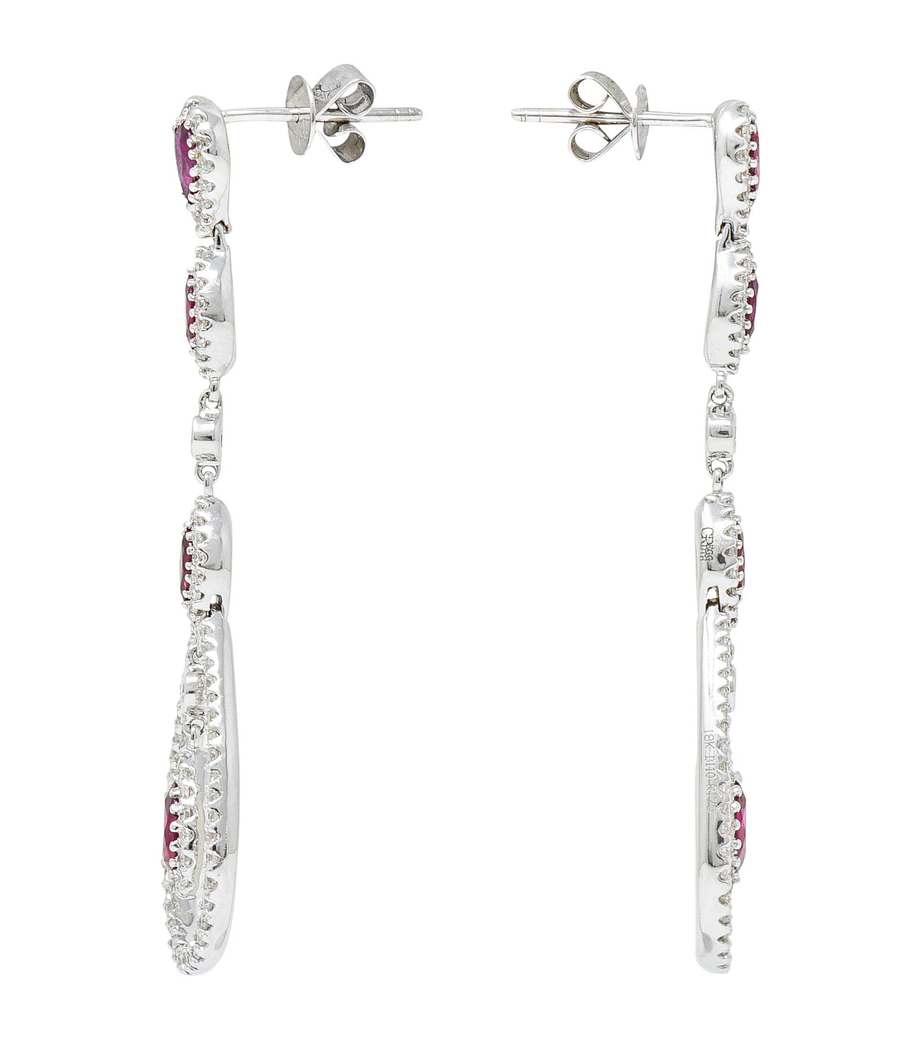 Gregg Ruth 2.85 CTW Ruby Diamond 18 Karat White Gold Drop EarringsEarrings - Wilson's Estate Jewelry