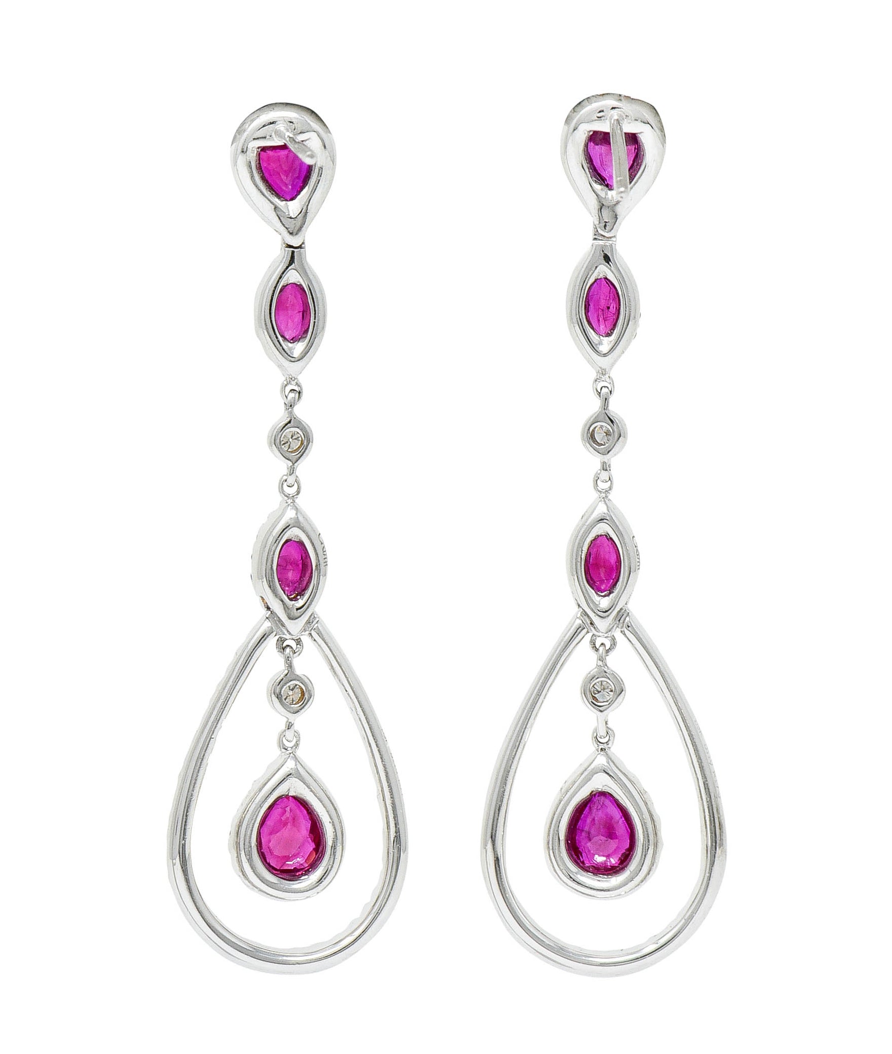 Gregg Ruth 2.85 CTW Ruby Diamond 18 Karat White Gold Drop EarringsEarrings - Wilson's Estate Jewelry