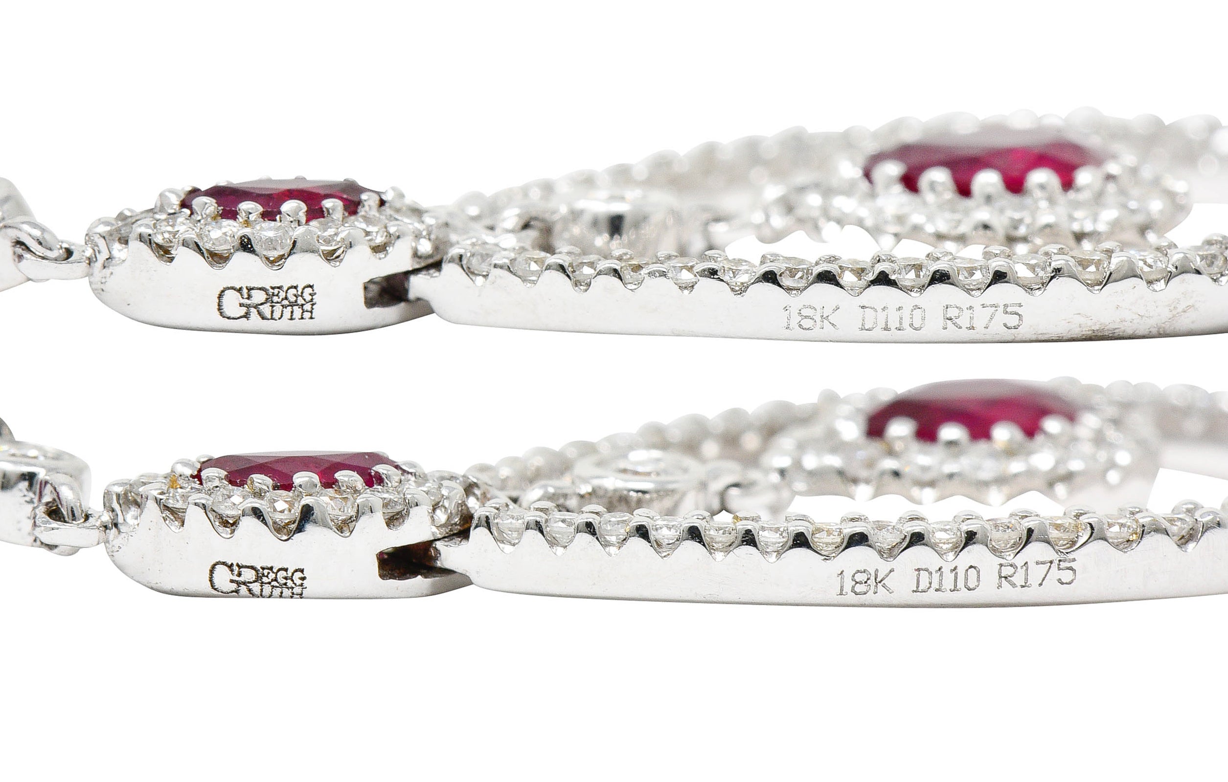 Gregg Ruth 2.85 CTW Ruby Diamond 18 Karat White Gold Drop EarringsEarrings - Wilson's Estate Jewelry