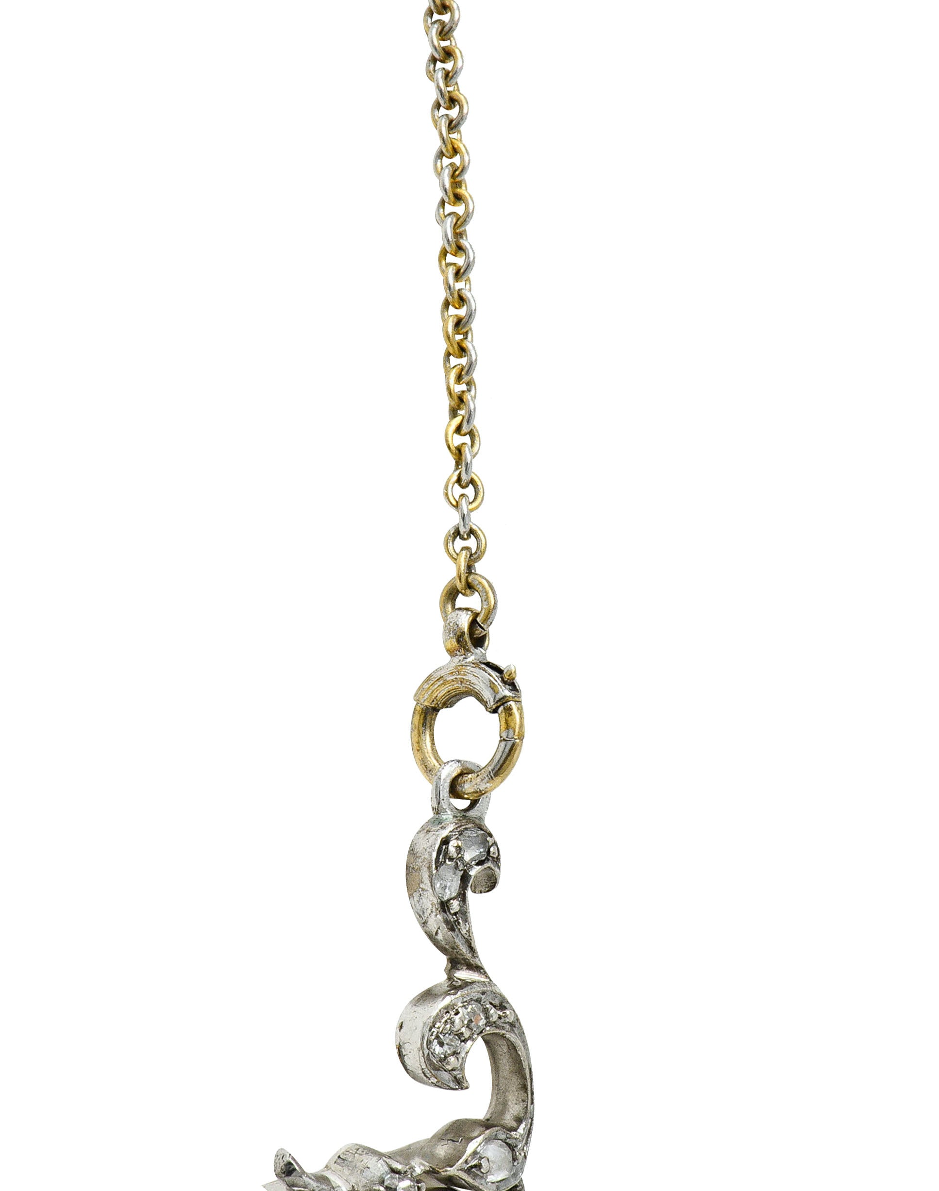 Edwardian 4.00 CTW Diamond Platinum-Topped 14 Karat Gold Droplet NecklaceNecklace - Wilson's Estate Jewelry