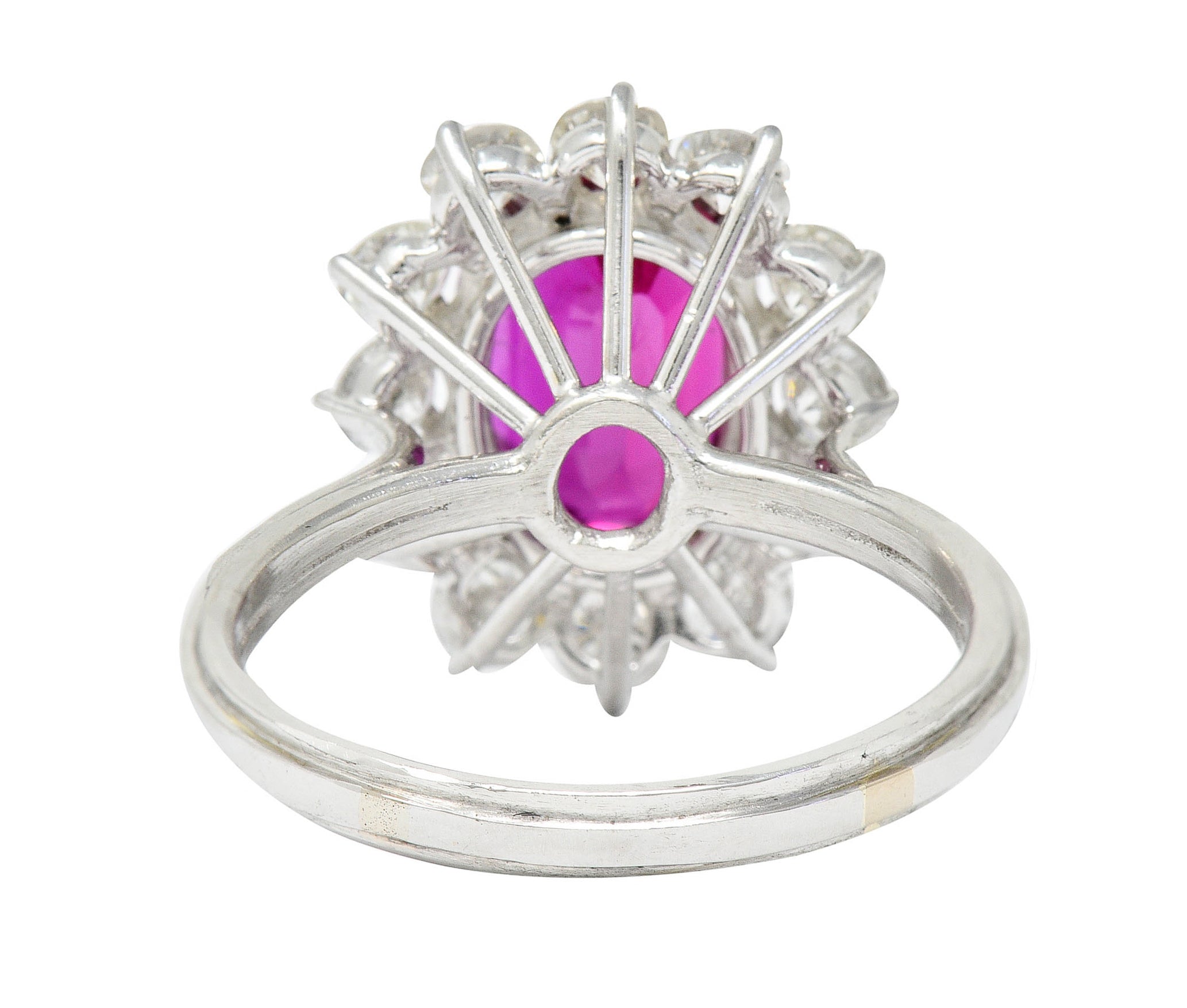 5.02 CTW No Heat Ruby Diamond Platinum Cluster Ring GIARing - Wilson's Estate Jewelry