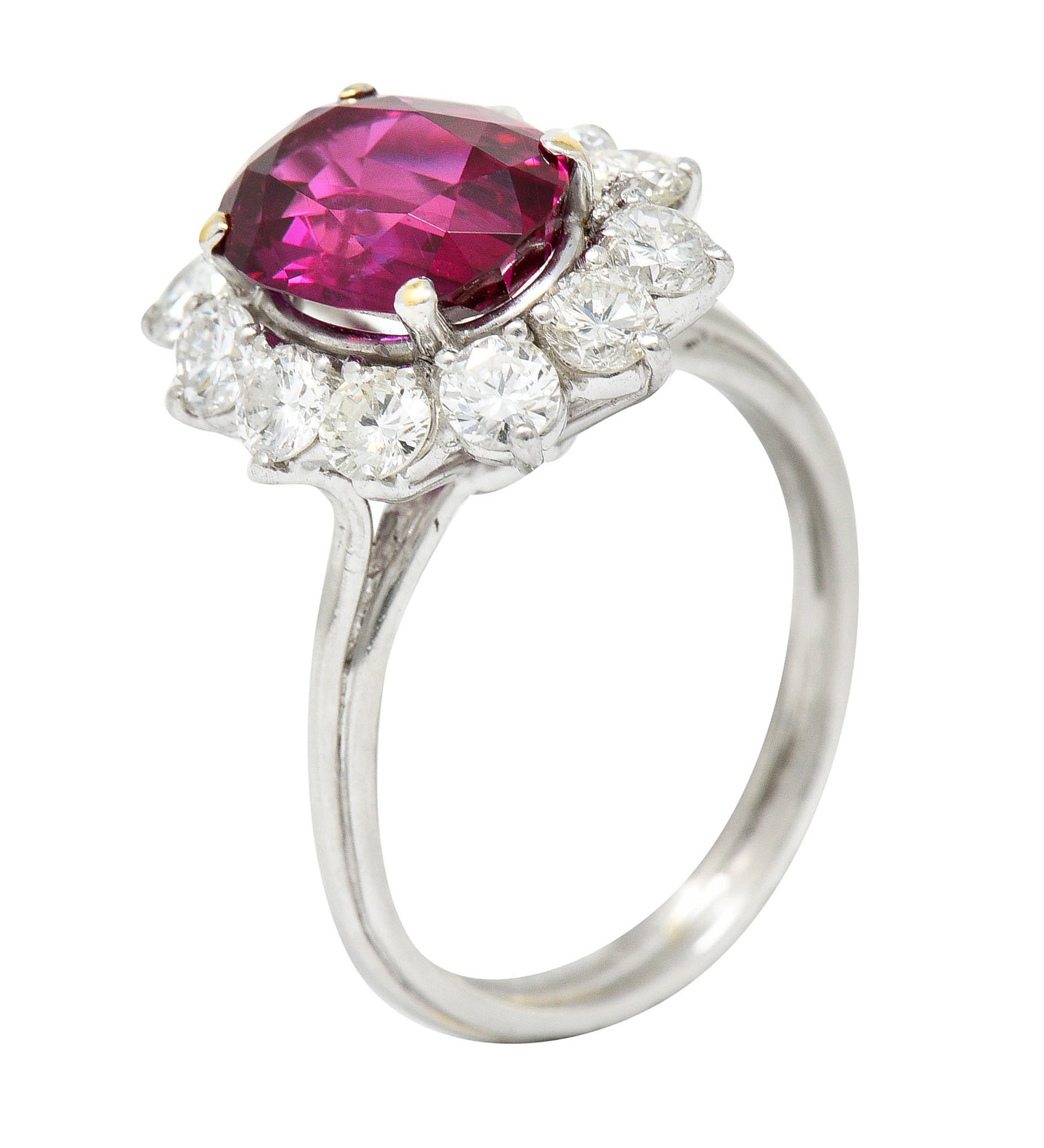 5.02 CTW No Heat Ruby Diamond Platinum Cluster Ring GIARing - Wilson's Estate Jewelry