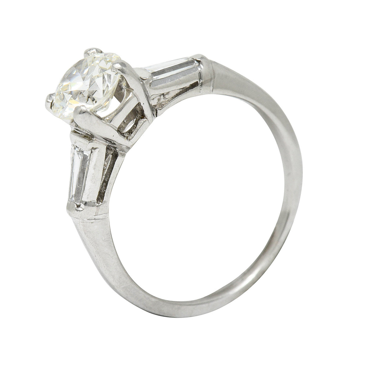 1950's Mid-Century 1.59 CTW Diamond Platinum Engagement Ring GIARing - Wilson's Estate Jewelry