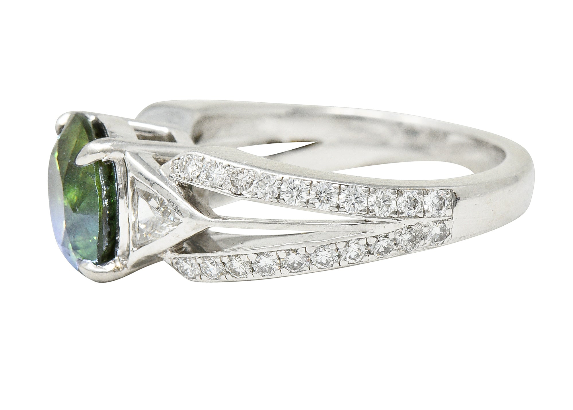 Vintage 3.85 CTW Color-Change Alexandrite Diamond Platinum Gemstone Ring AGL Wilson's Estate Jewelry