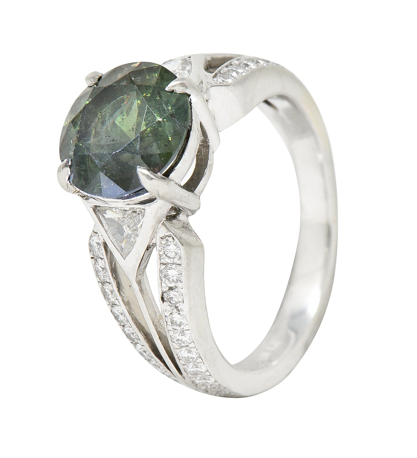 Vintage 3.85 CTW Color-Change Alexandrite Diamond Platinum Gemstone Ring AGL Wilson's Estate Jewelry