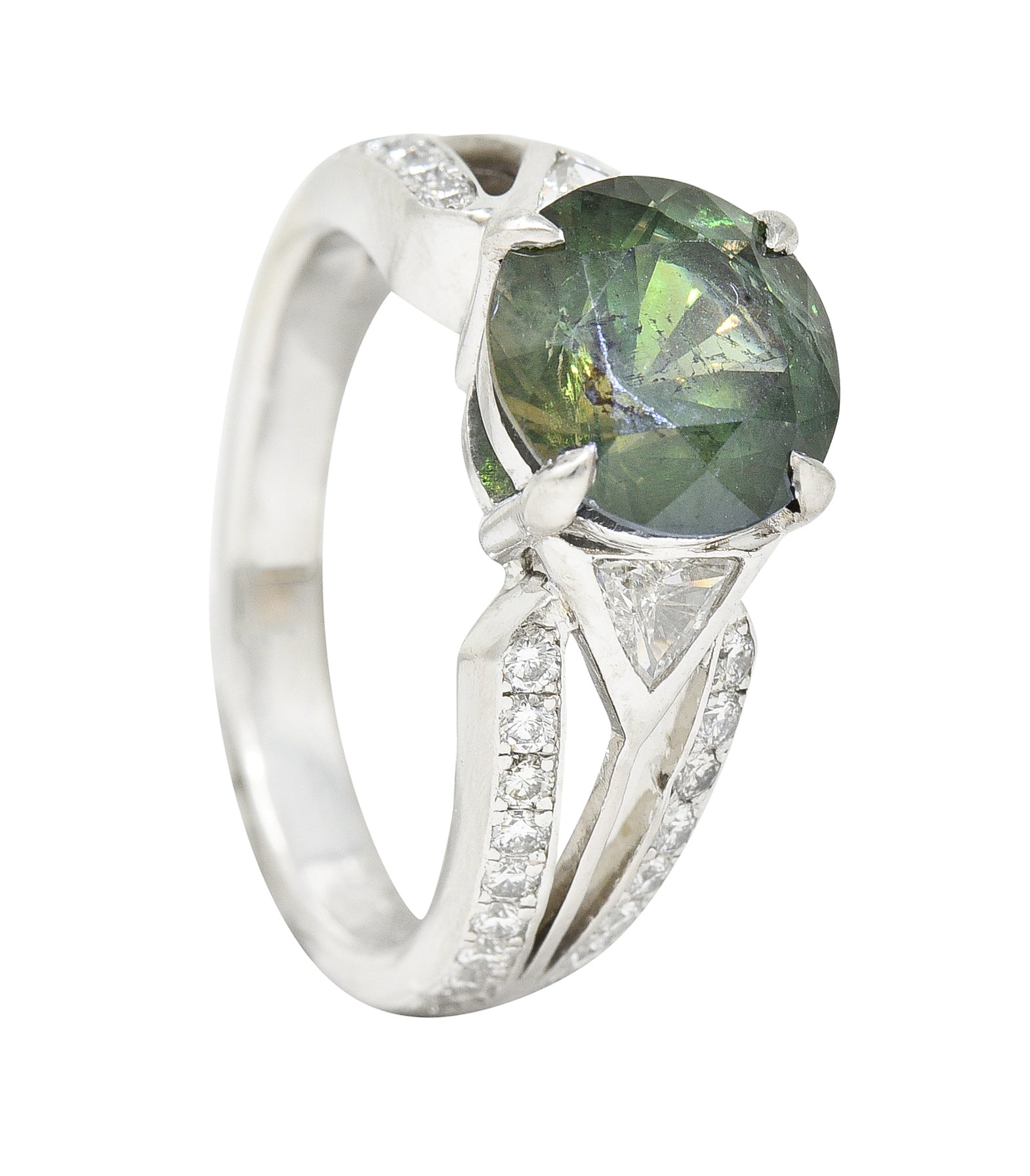 Vintage 3.85 CTW Color-Change Alexandrite Diamond Platinum Gemstone Ring AGL Wilson's Estate Jewelry