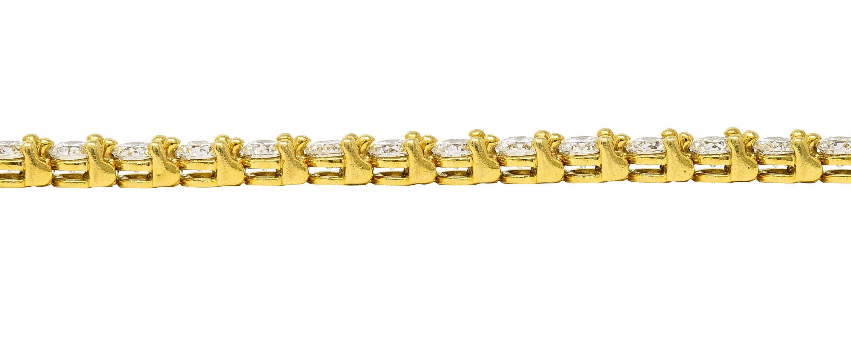 Tiffany & Co. 3.75 CTW Diamond 18 Karat Yellow Gold Vintage Victoria Tennis Bracelet Wilson's Estate Jewelry