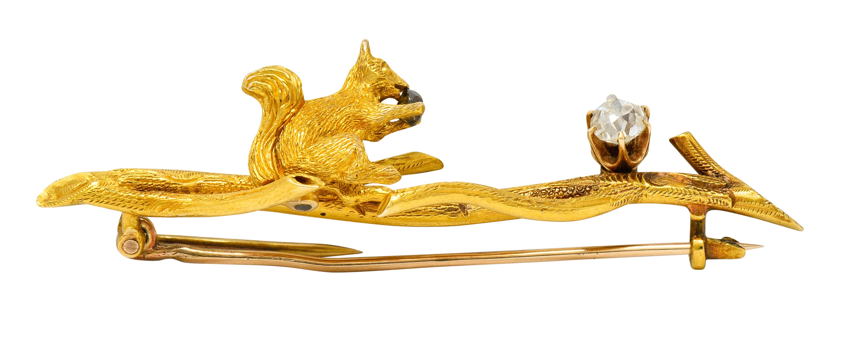 Victorian Old Mine Diamond 18 Karat Gold Squirrel BroochBrooch - Wilson's Estate Jewelry