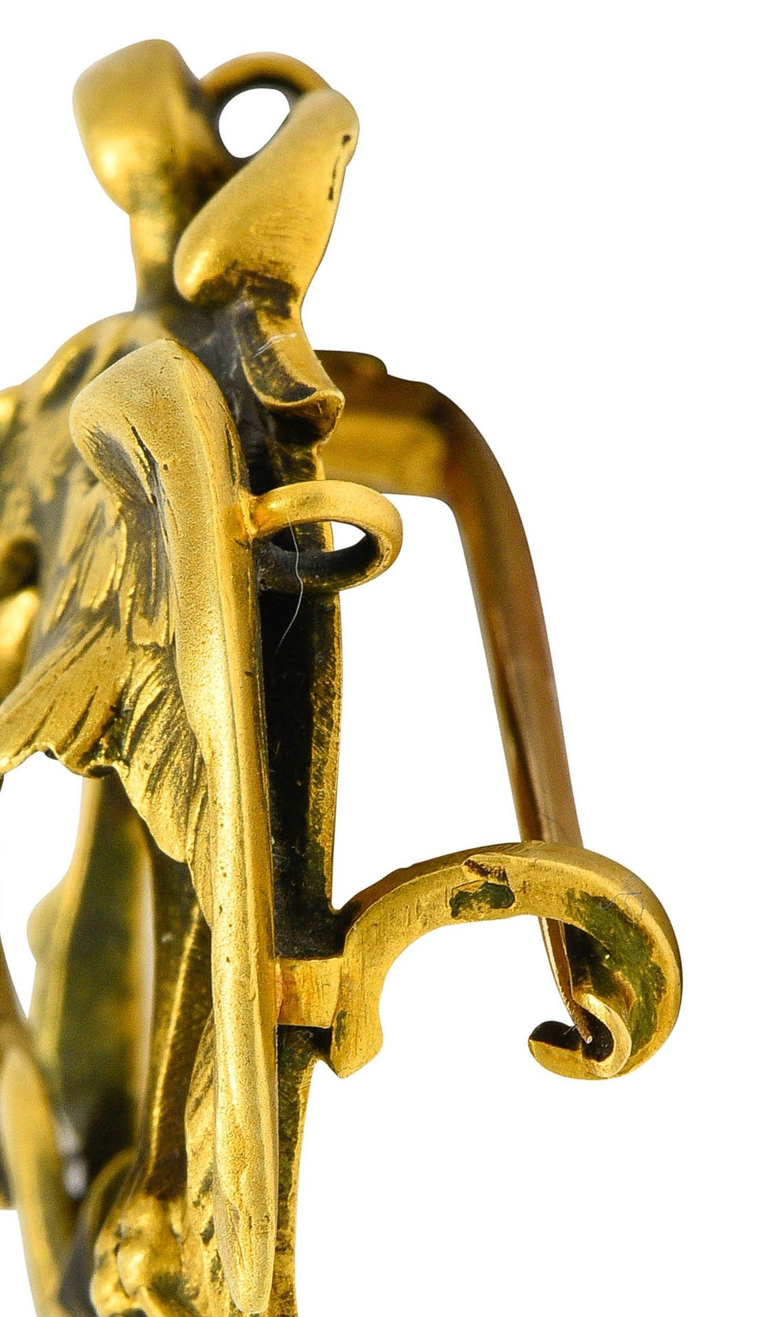 French Art Nouveau Diamond Pearl 18 Karat Gold Griffin BroochBrooch - Wilson's Estate Jewelry