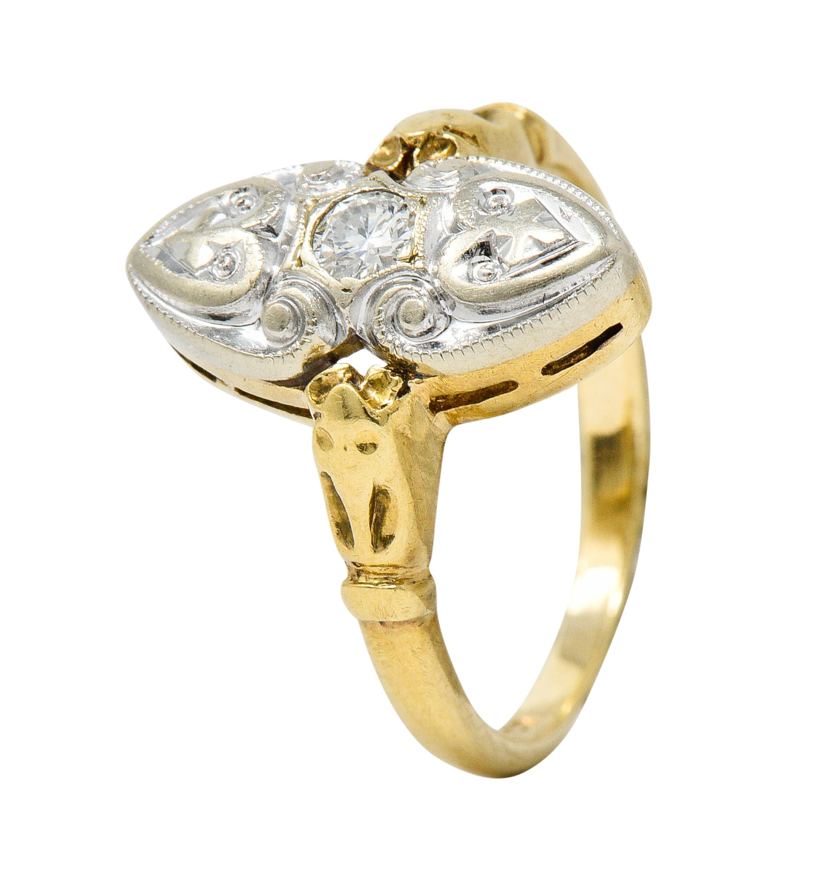 Art Deco Diamond 14 Karat Two-Tone Gold Dinner RingRing - Wilson's Estate Jewelry