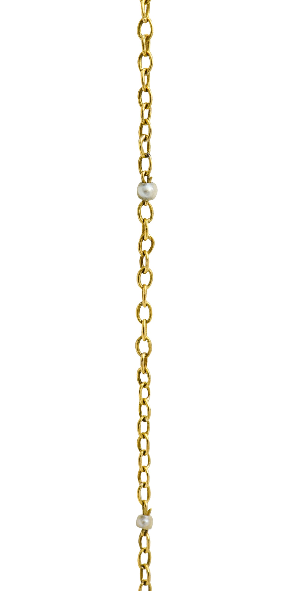 Felix Rasumny Art Nouveau Natural Freshwater Seed Pearl 18 Karat Gold Religious Medal NecklaceNecklace - Wilson's Estate Jewelry