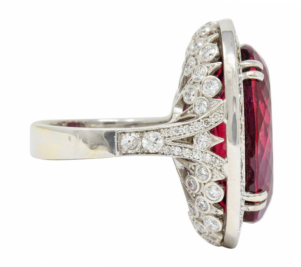 Outstanding 24.00 CTW Rubellite Diamond 18 Karat White Gold Statement RingRing - Wilson's Estate Jewelry