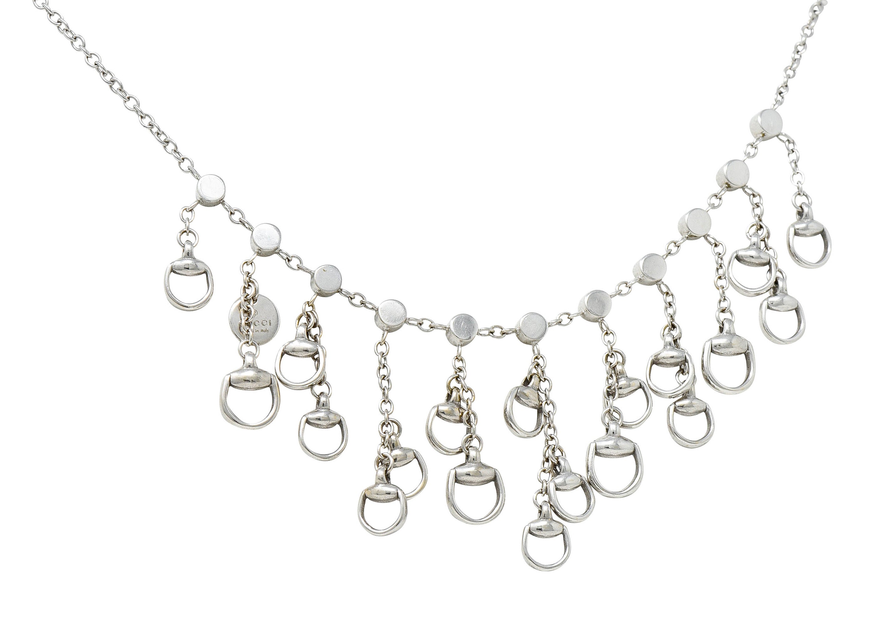 Gucci Diamond 18 Karat White Gold Horsebit Fringe NecklaceNecklace - Wilson's Estate Jewelry