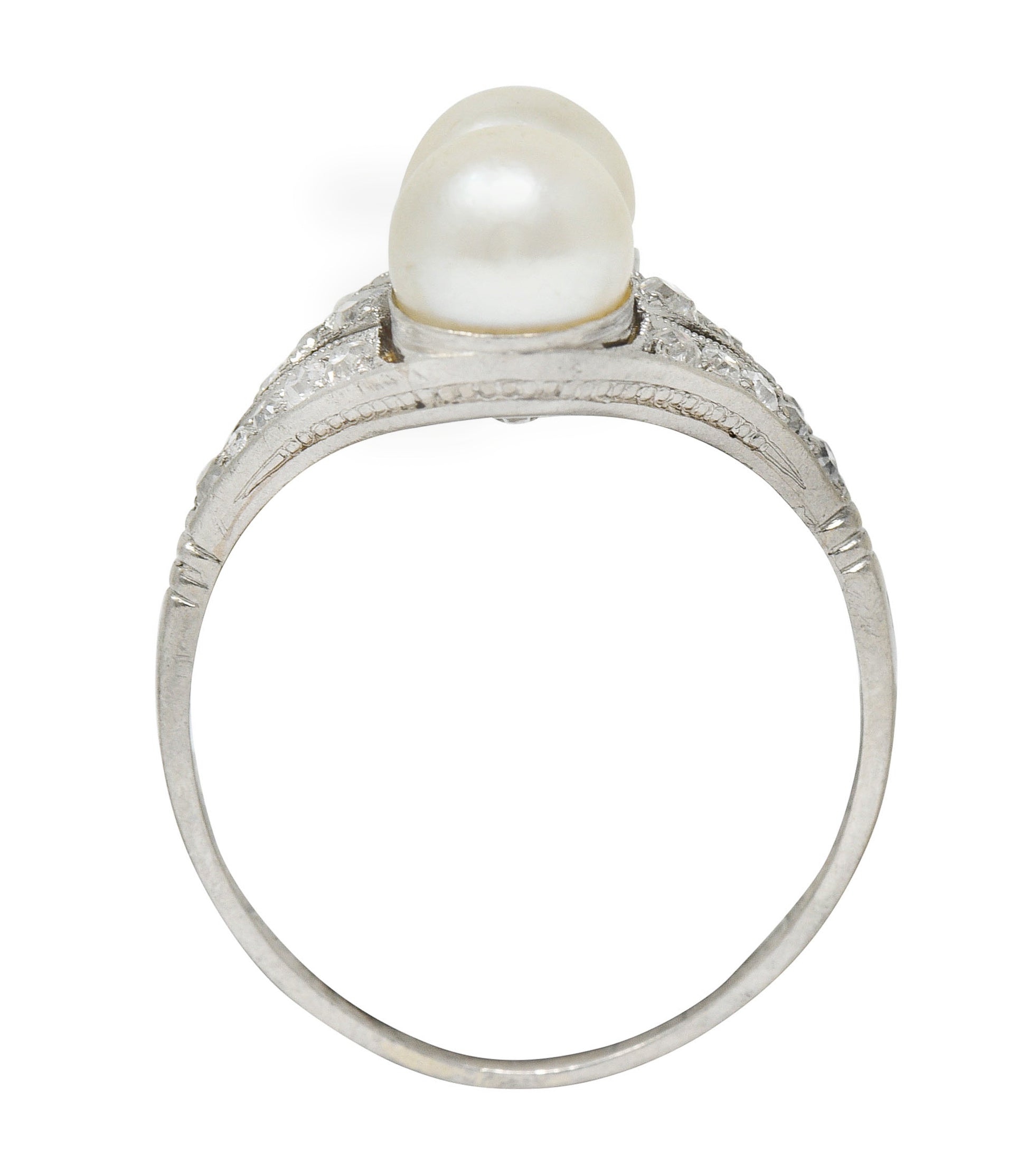 Art Deco Diamond Pearl Platinum Band Ring Circa 1930Ring - Wilson's Estate Jewelry