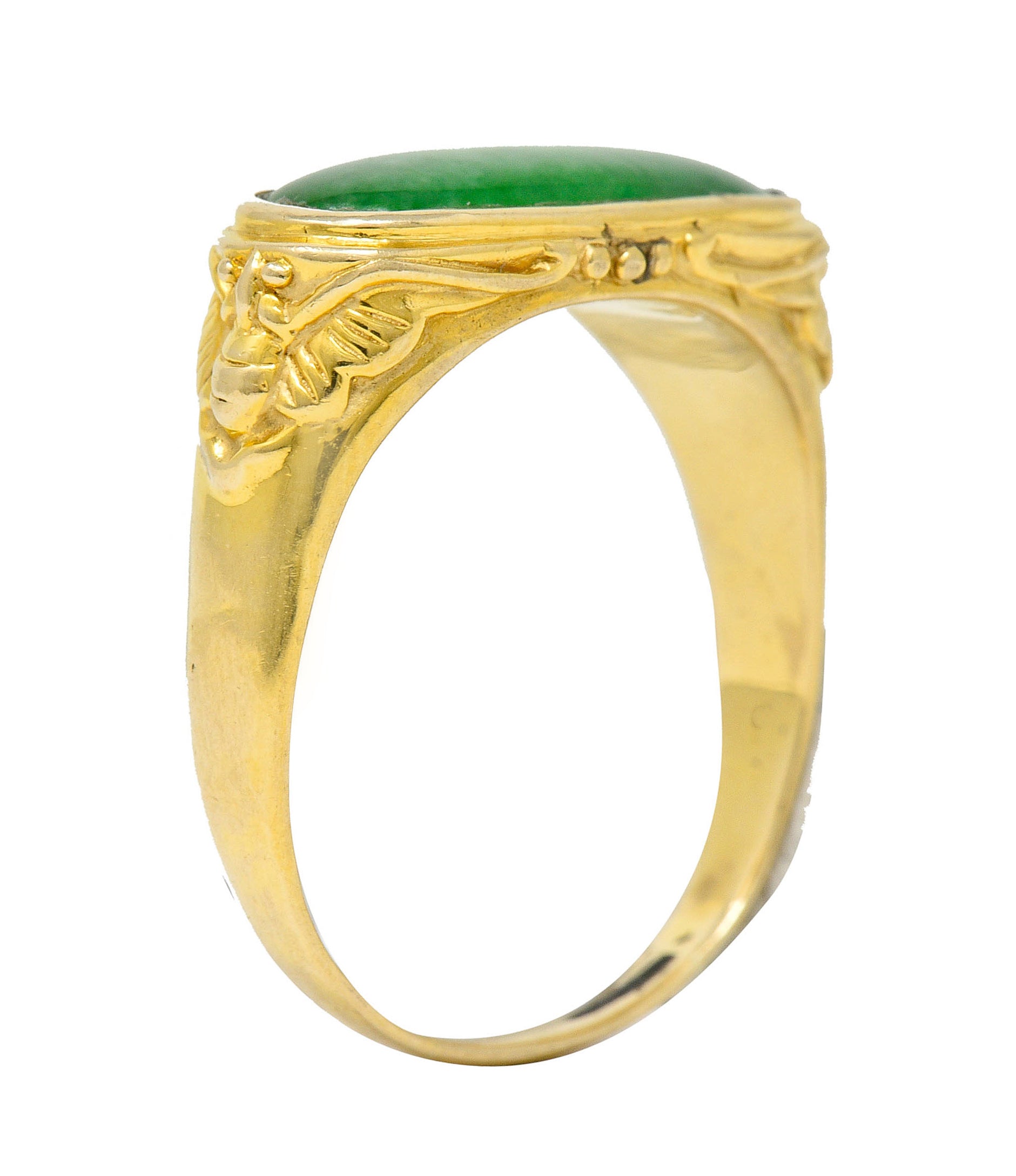 1920's Egyptian Revival Jade Cabochon 14 Karat Gold Scarab Band RingRing - Wilson's Estate Jewelry