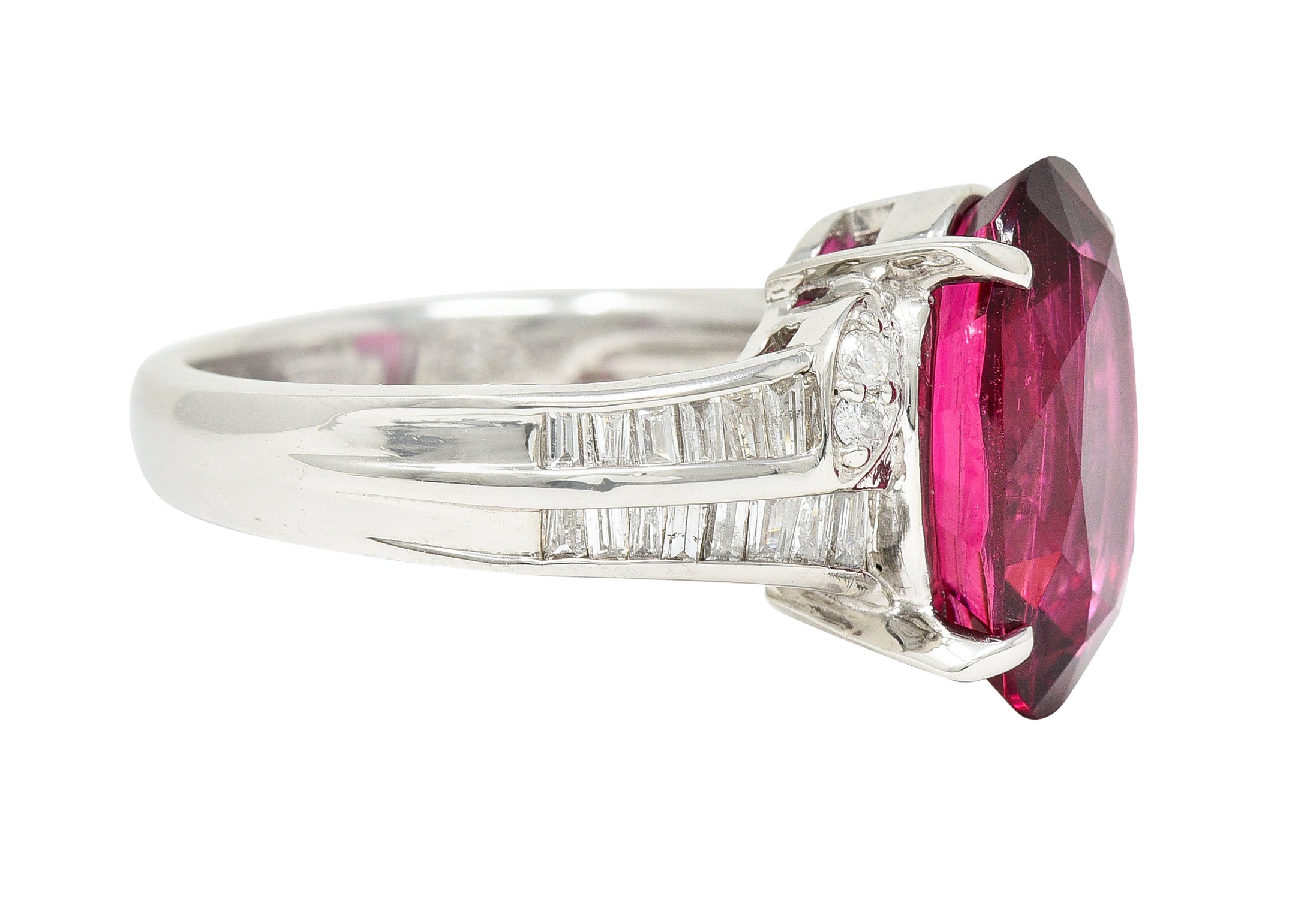 Contemporary 7.54 CTW Rubellite Tourmaline Diamond Platinum Cocktail RingRings - Wilson's Estate Jewelry