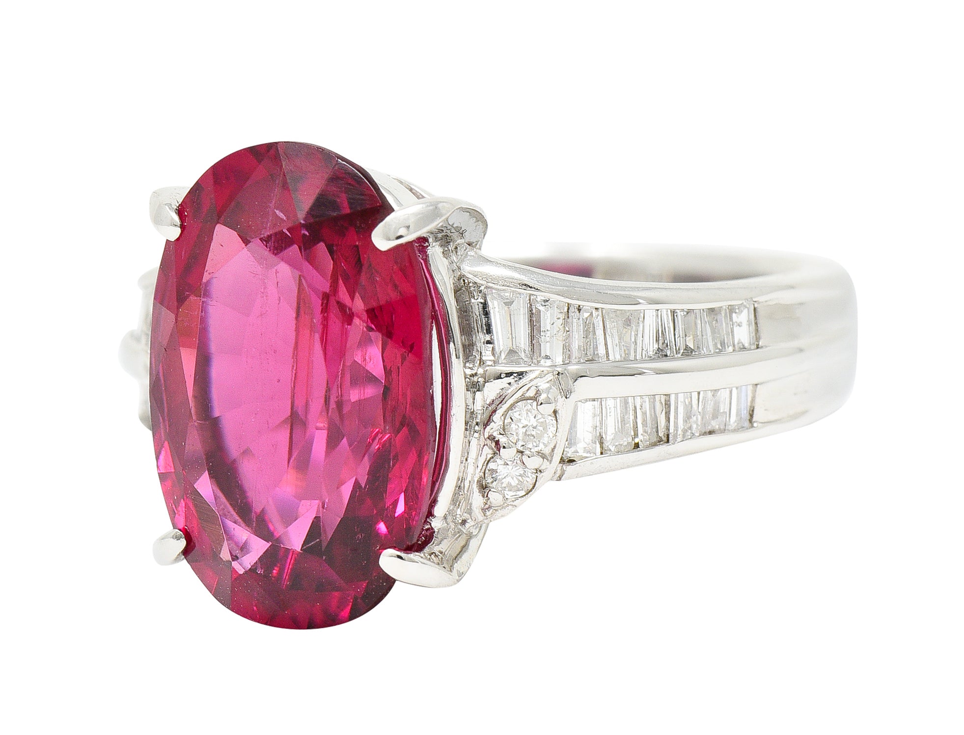 Contemporary 7.54 CTW Rubellite Tourmaline Diamond Platinum Cocktail RingRings - Wilson's Estate Jewelry