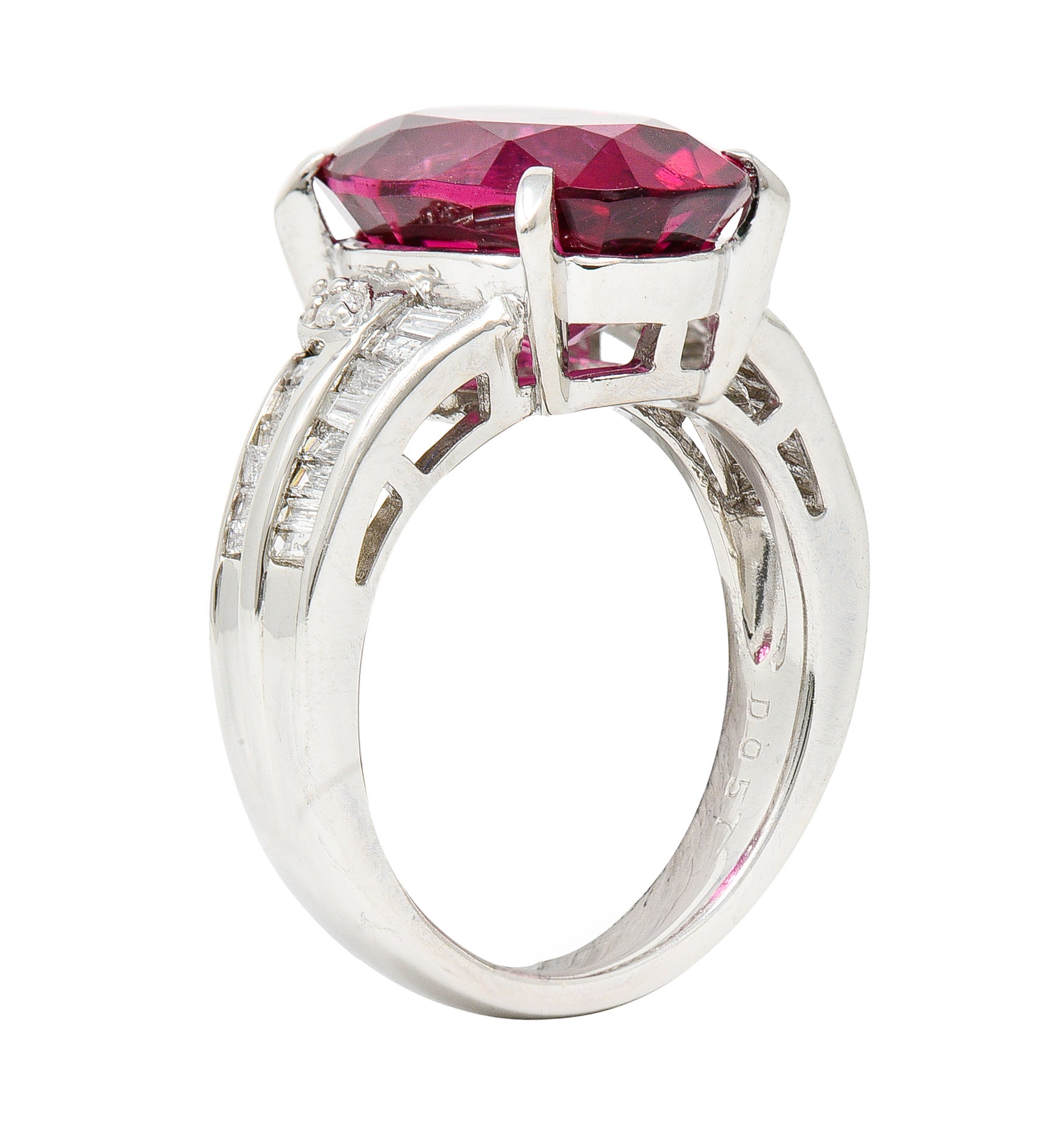 Contemporary 7.54 CTW Rubellite Tourmaline Diamond Platinum Cocktail RingRings - Wilson's Estate Jewelry