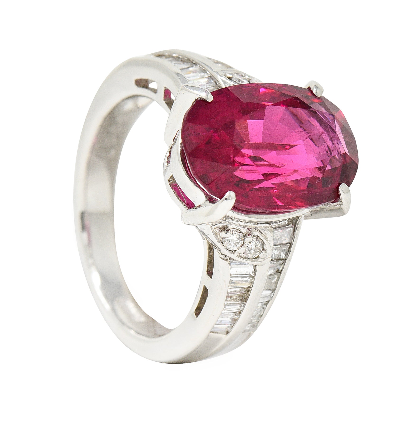 Contemporary 7.54 CTW Rubellite Tourmaline Diamond Platinum Cocktail RingRings - Wilson's Estate Jewelry