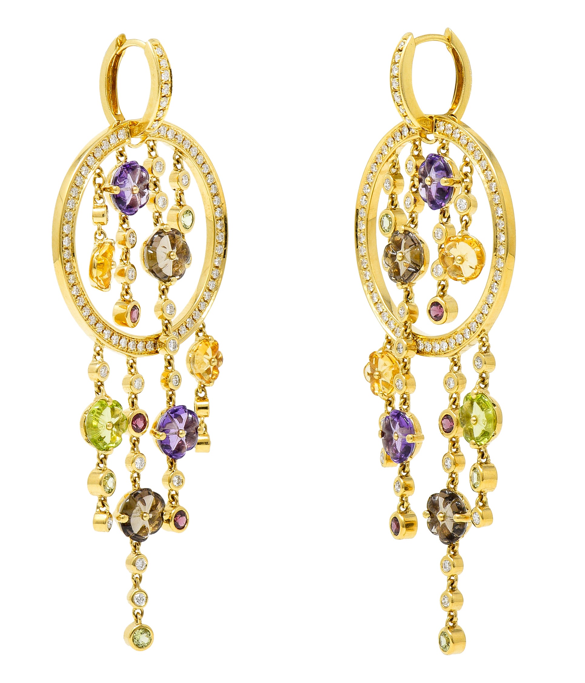 Di Modolo Italian 1.70 CTW Diamond 18 Karat Gold Tempia Floral Drop EarringsEarrings - Wilson's Estate Jewelry