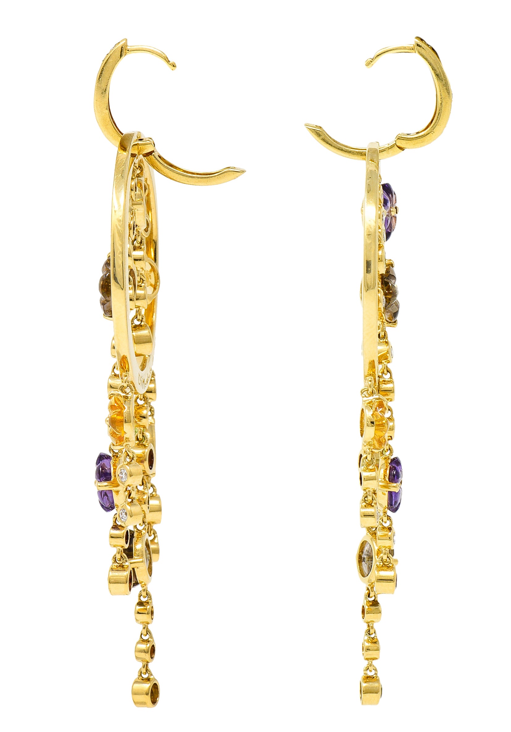 Di Modolo Italian 1.70 CTW Diamond 18 Karat Gold Tempia Floral Drop EarringsEarrings - Wilson's Estate Jewelry