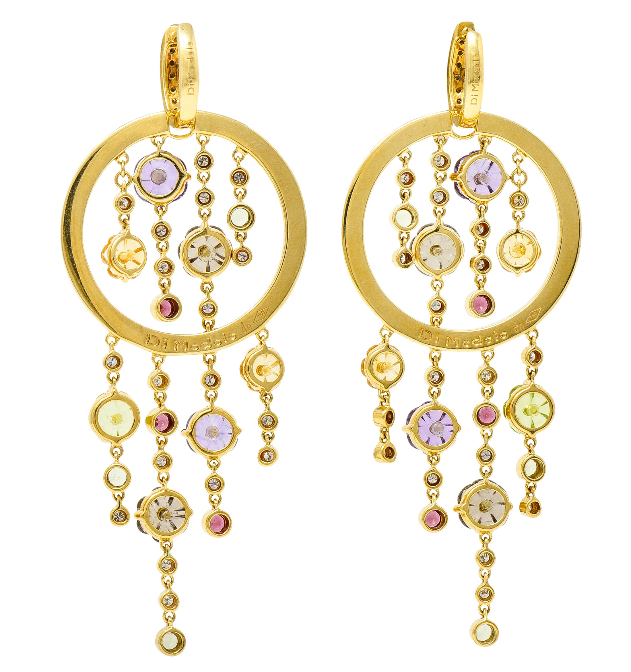 Di Modolo Italian 1.70 CTW Diamond 18 Karat Gold Tempia Floral Drop EarringsEarrings - Wilson's Estate Jewelry