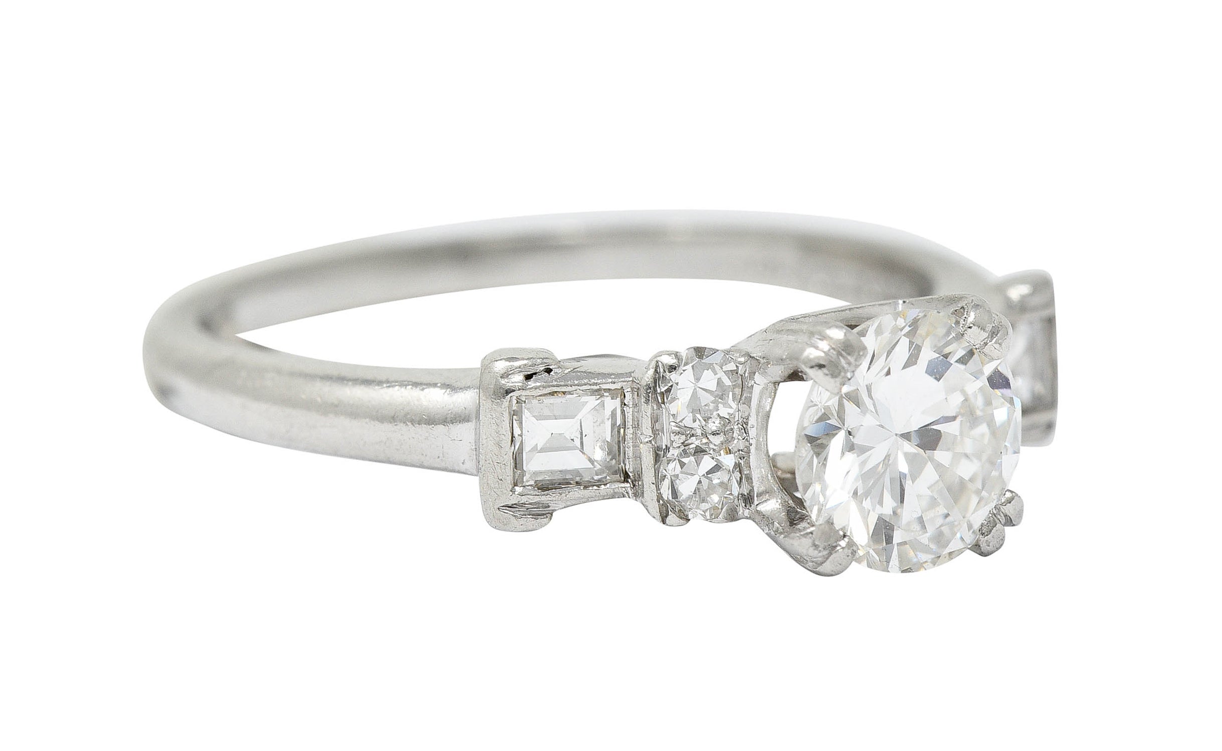 1940's C.D. Peacock 0.95 CTW Diamond Platinum Engagement Ring GIARing - Wilson's Estate Jewelry