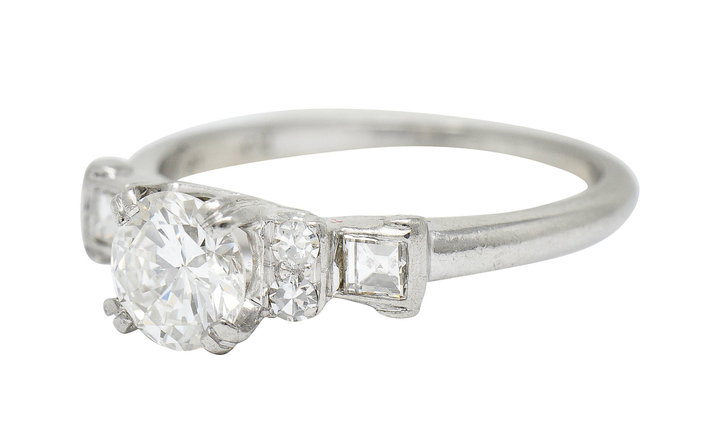 1940's C.D. Peacock 0.95 CTW Diamond Platinum Engagement Ring GIARing - Wilson's Estate Jewelry