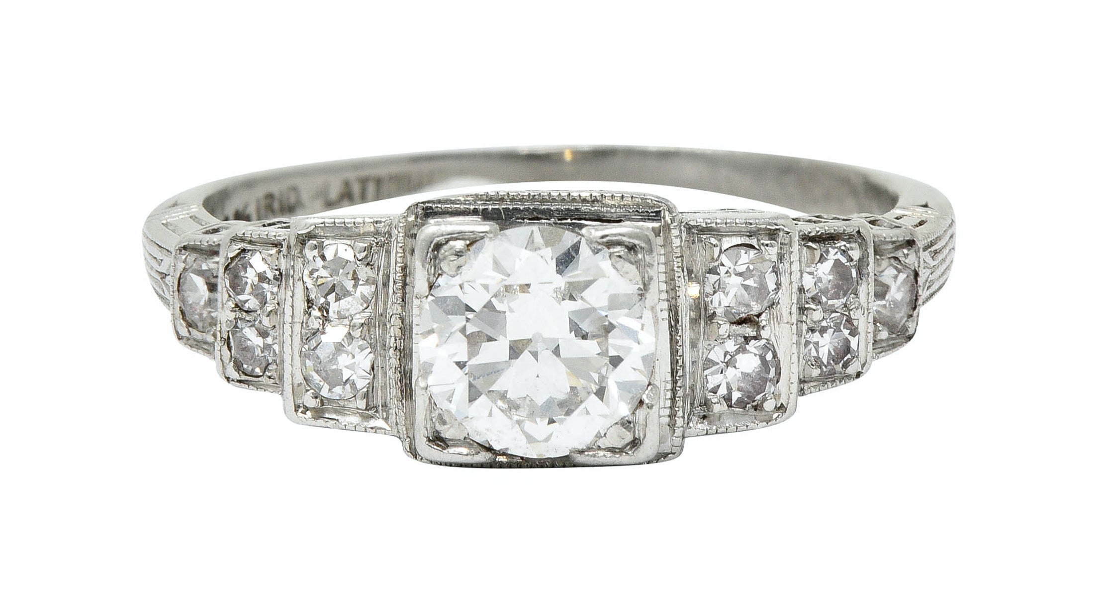 Art Deco 0.60 CTW Diamond Platinum Heart Engagement Ring Circa 1930Ring - Wilson's Estate Jewelry